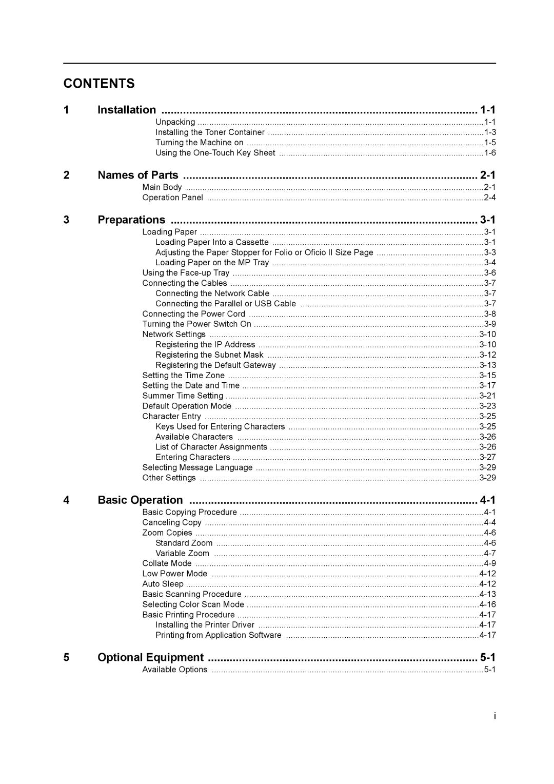 AGFA 1815 Copier manual Contents 