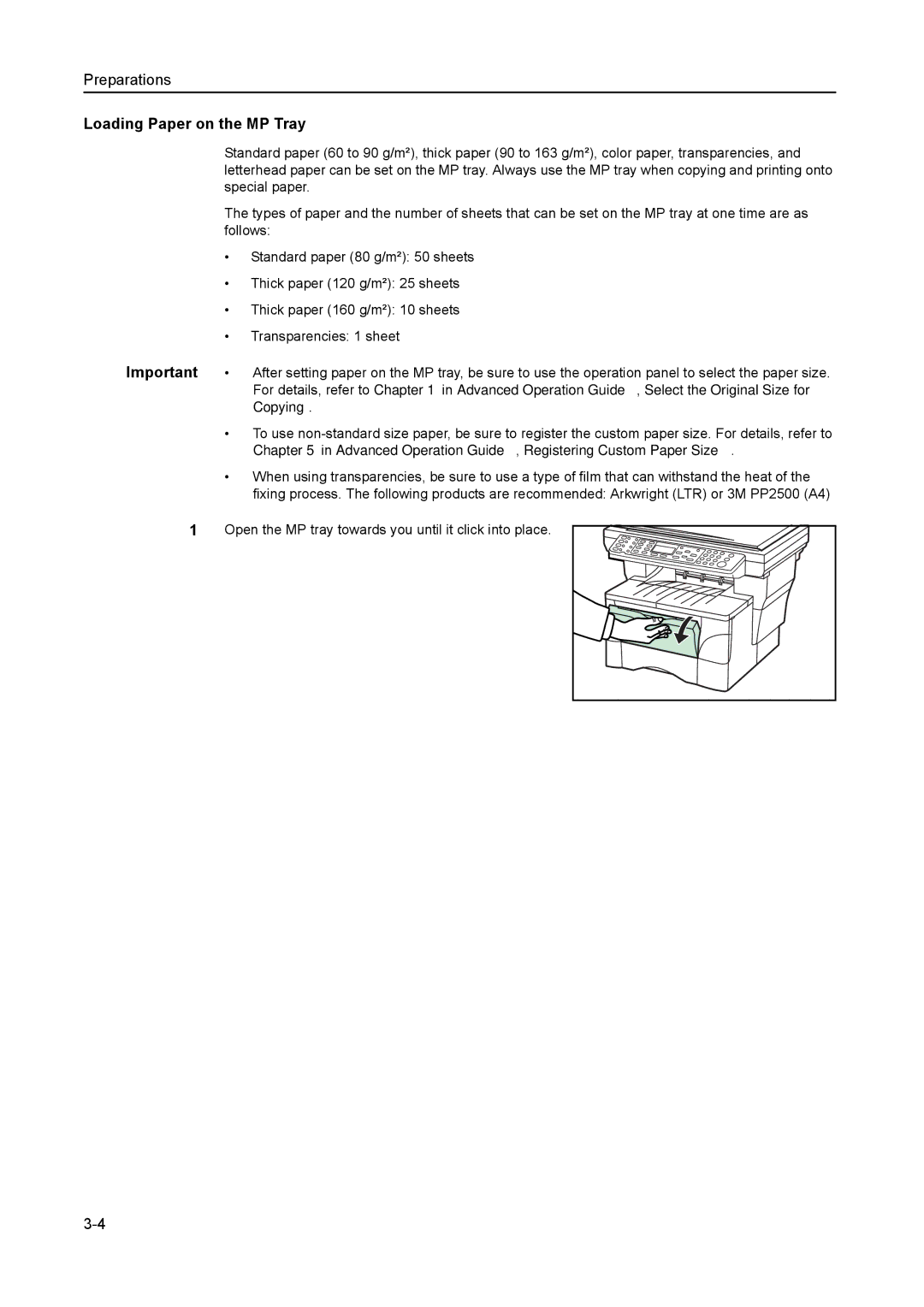 AGFA 1815 Copier manual Loading Paper on the MP Tray, Copying 