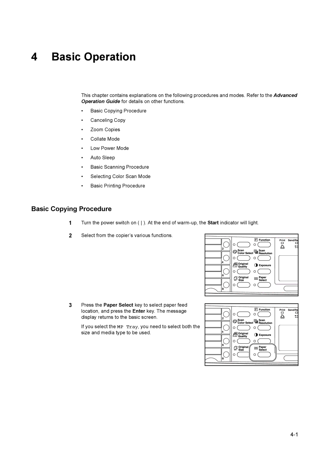 AGFA 1815 Copier manual Basic Operation, Basic Copying Procedure 