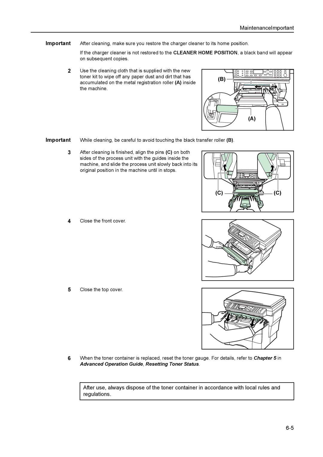 AGFA 1815 Copier manual MaintenanceImportant 