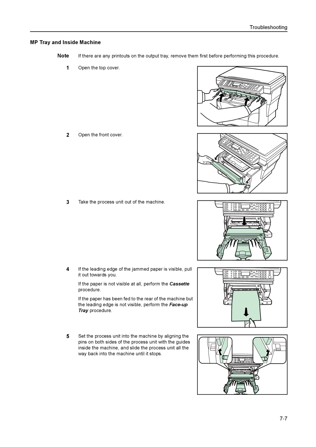 AGFA 1815 Copier manual MP Tray and Inside Machine 