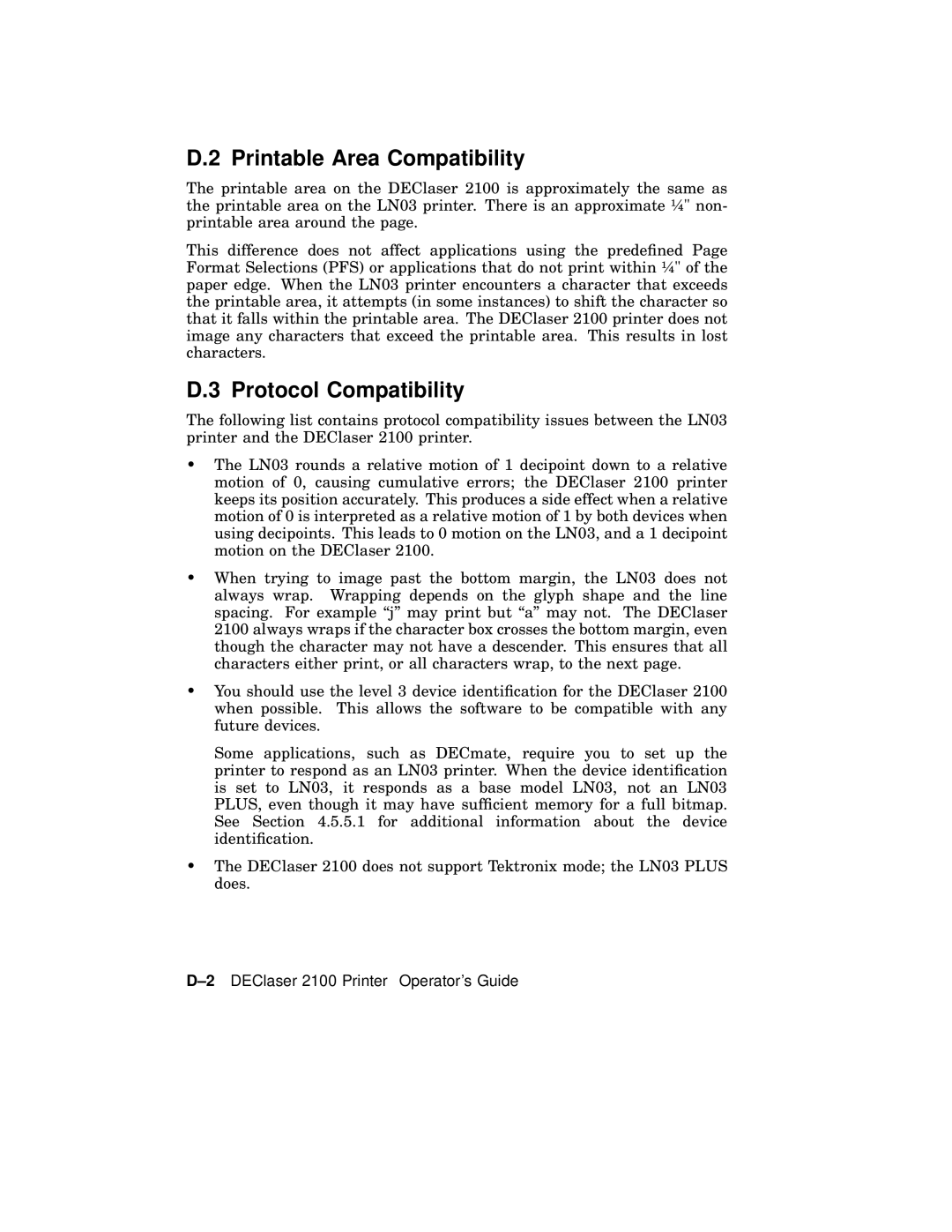 AGFA 2100 manual Printable Area Compatibility, Protocol Compatibility 