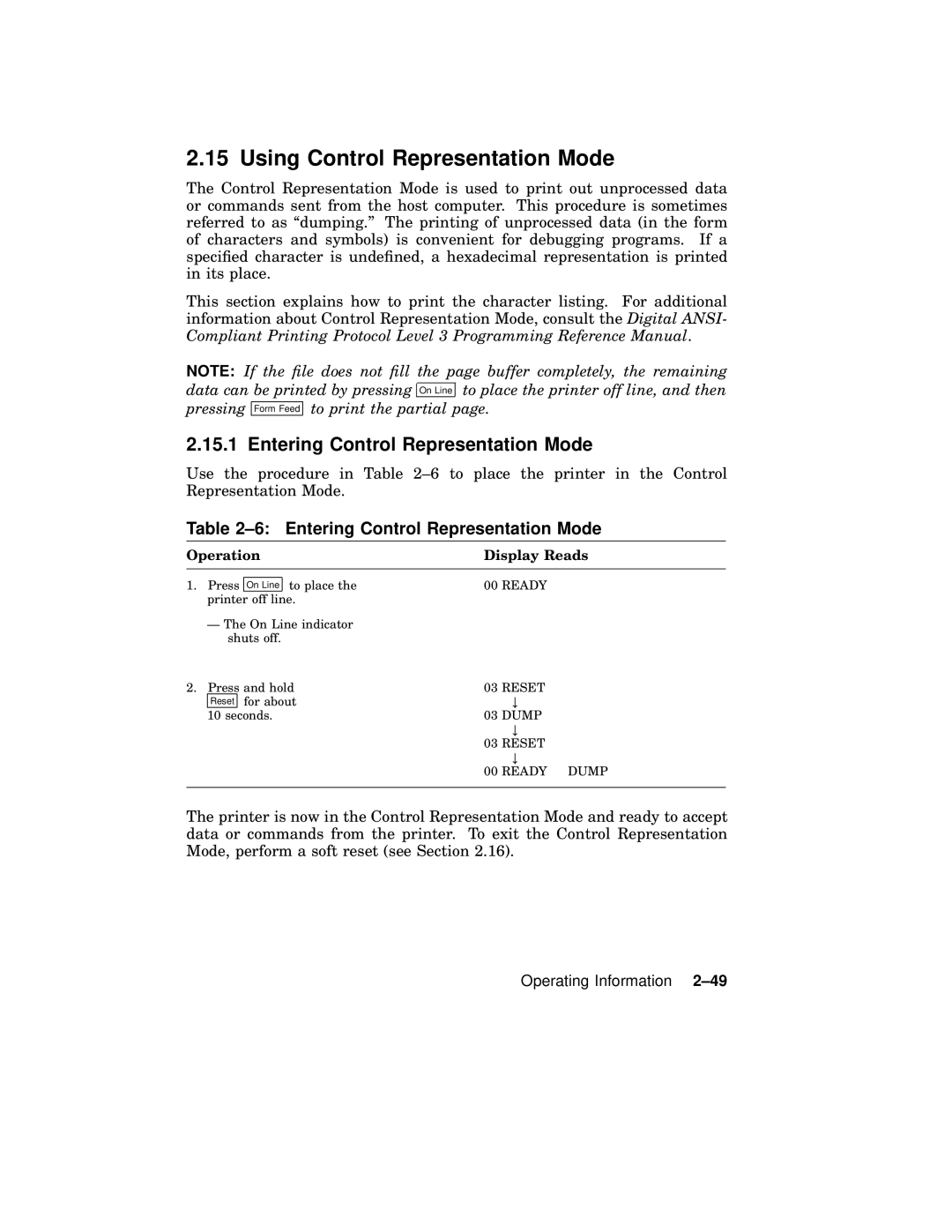 AGFA 2100 manual Using Control Representation Mode, Entering Control Representation Mode 