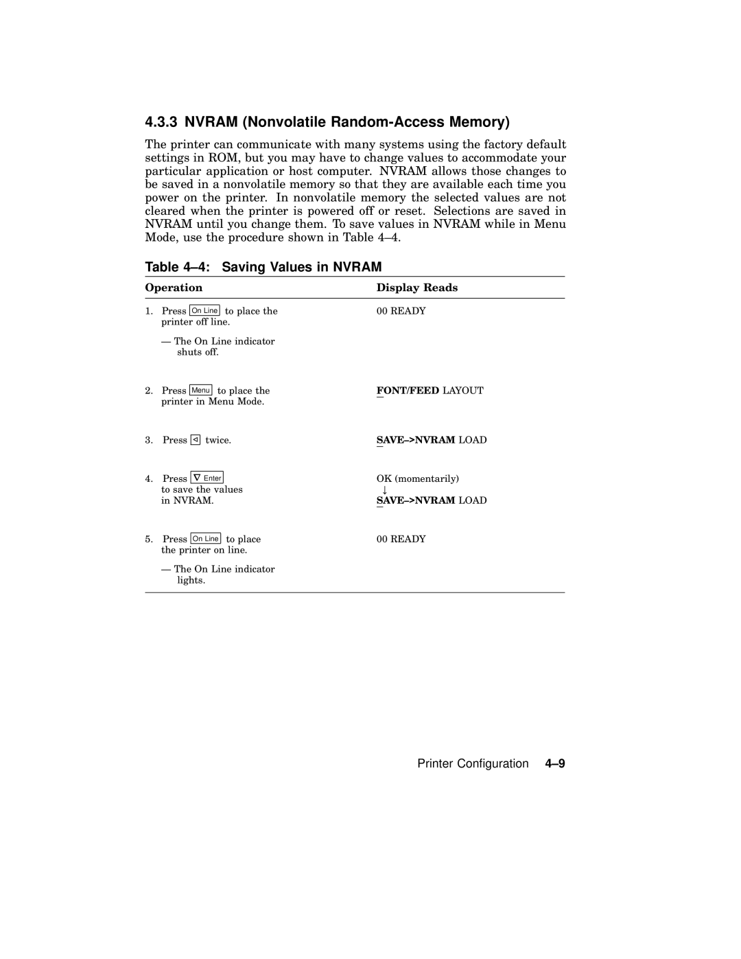 AGFA 2100 manual Nvram Nonvolatile Random-Access Memory, Saving Values in Nvram 