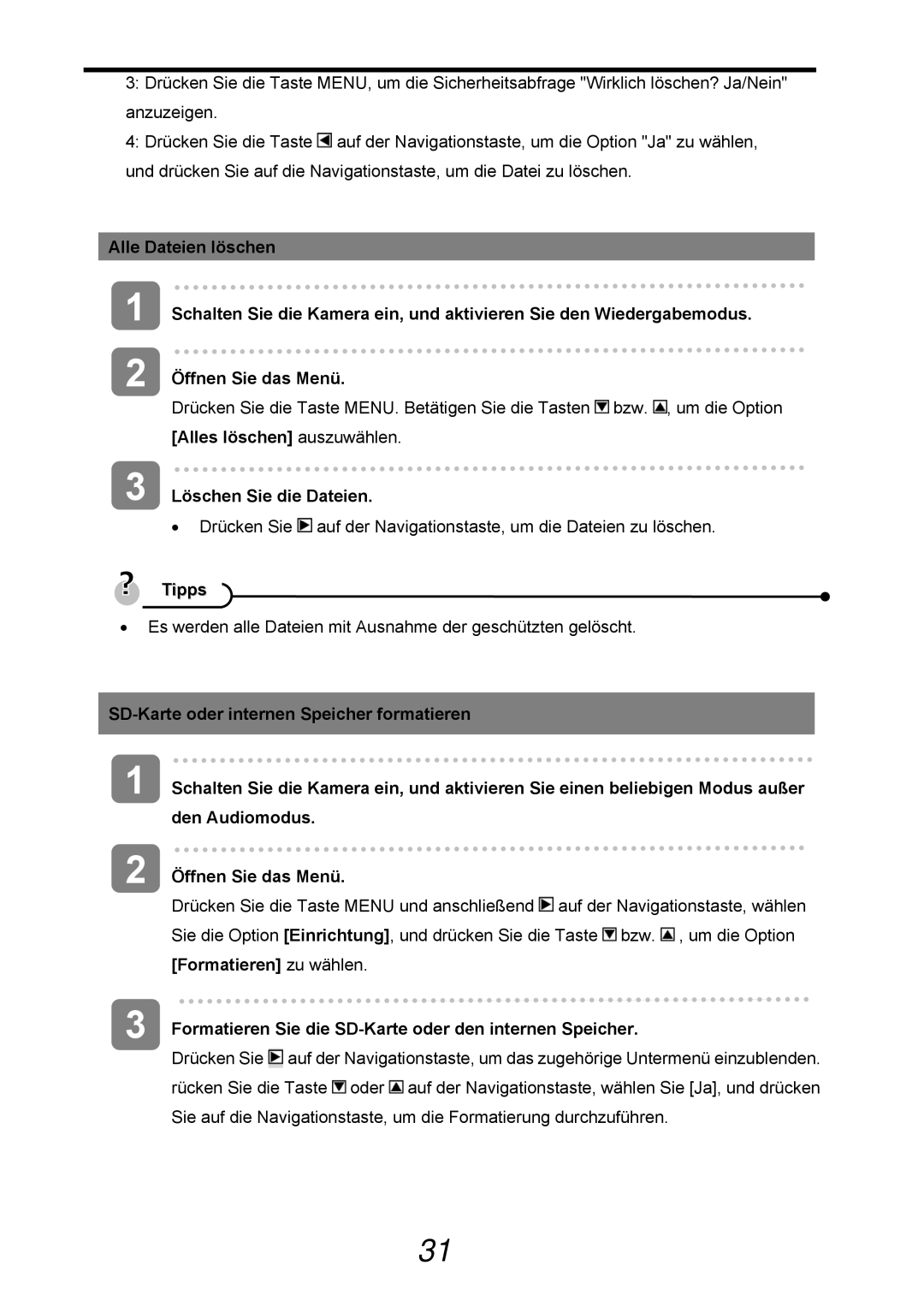 AGFA 505-D manual Alles löschen auszuwählen Löschen Sie die Dateien 