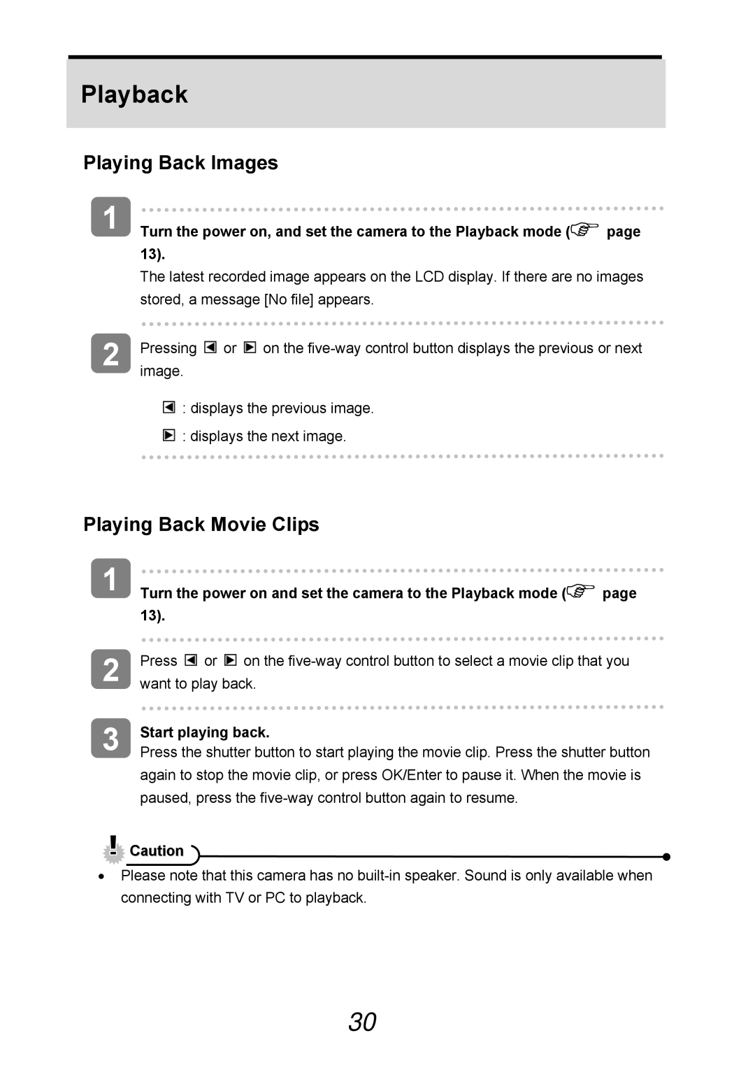 AGFA 505-D user manual Playback, Playing Back Images, Playing Back Movie Clips, Start playing back 