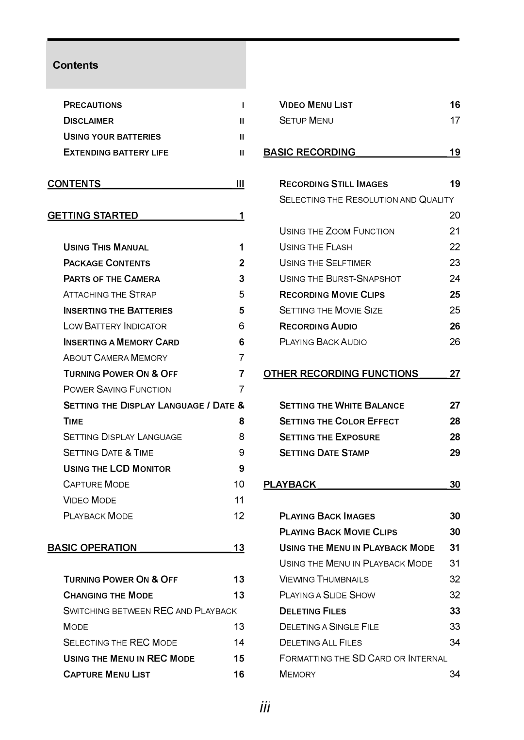 AGFA 505-D user manual Iii 