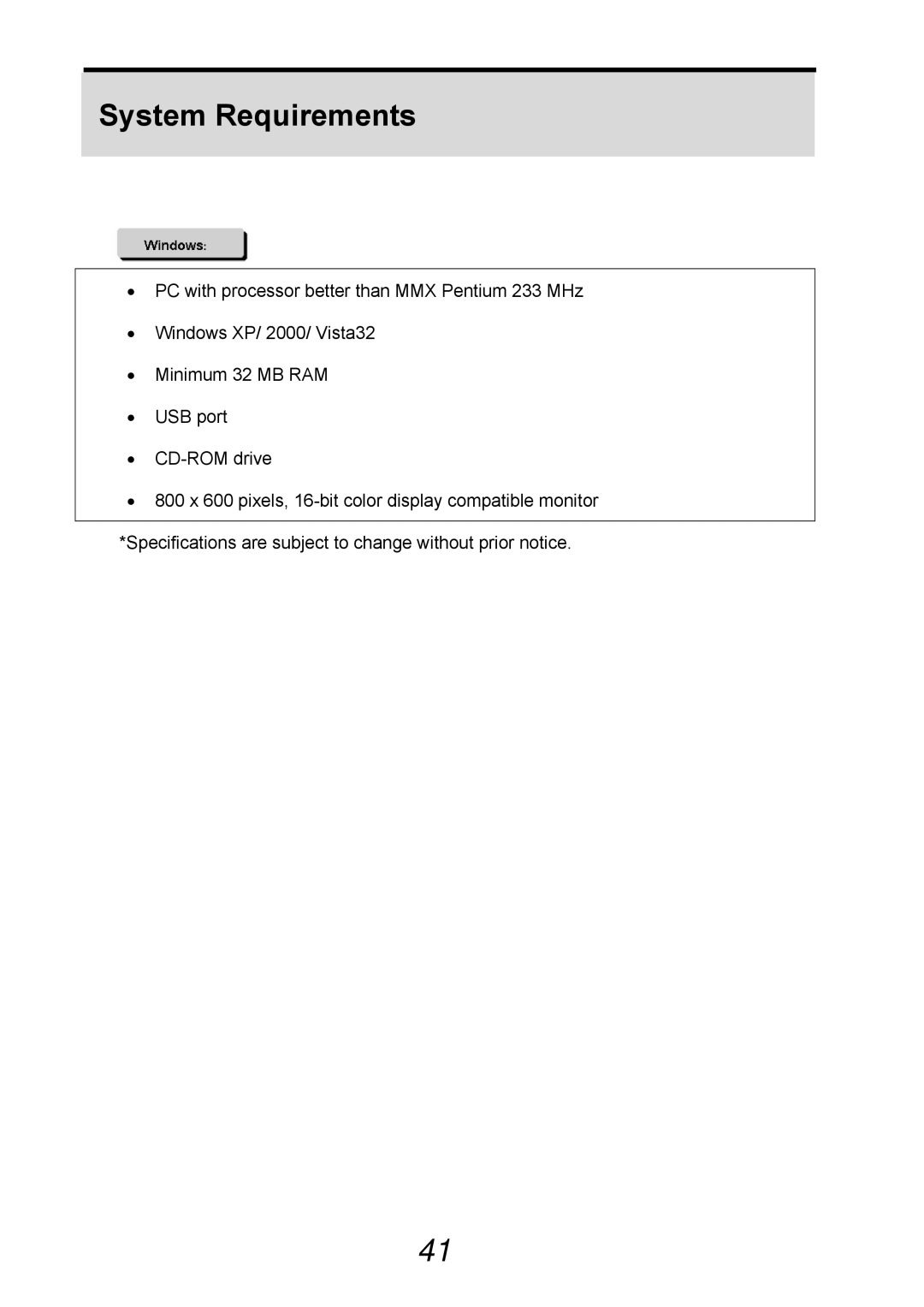 AGFA 505-D user manual System Requirements 