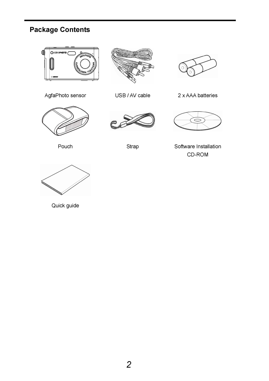 AGFA 505-D user manual Package Contents 