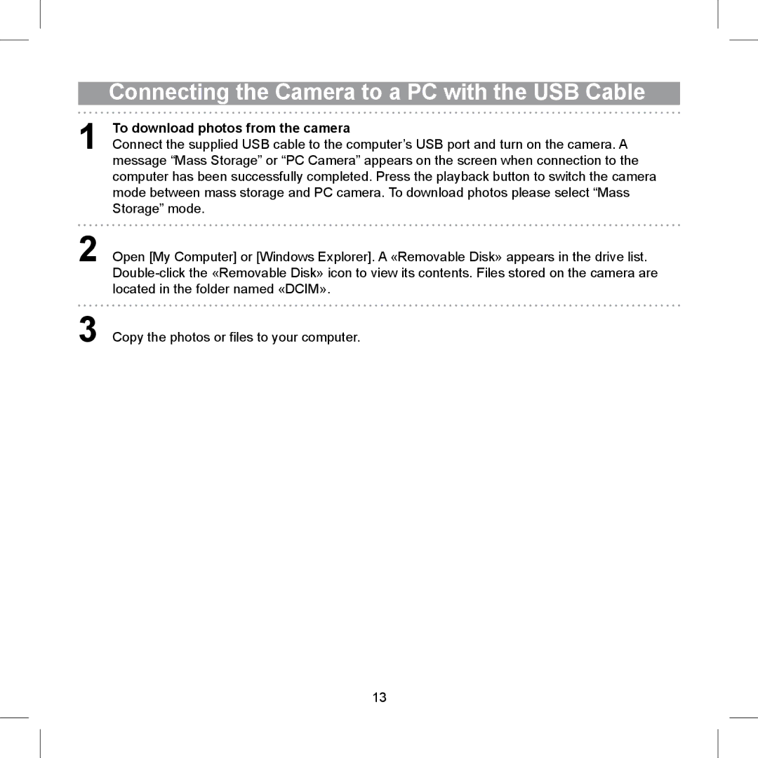 AGFA 505-X operating instructions Connecting the Camera to a PC with the USB Cable, To download photos from the camera 