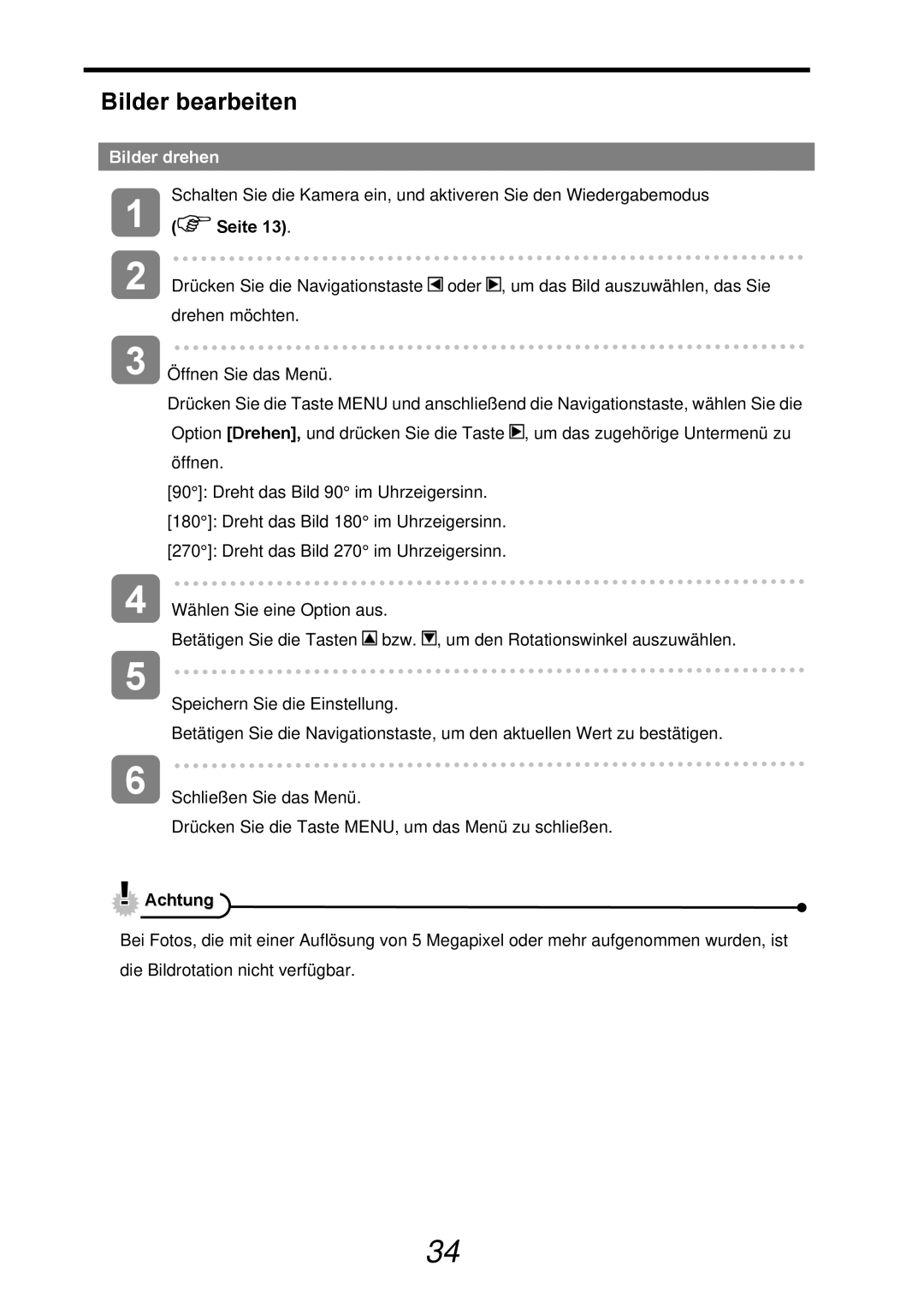 AGFA 500-X, 510-X user manual Bilder bearbeiten, Bilder drehen 