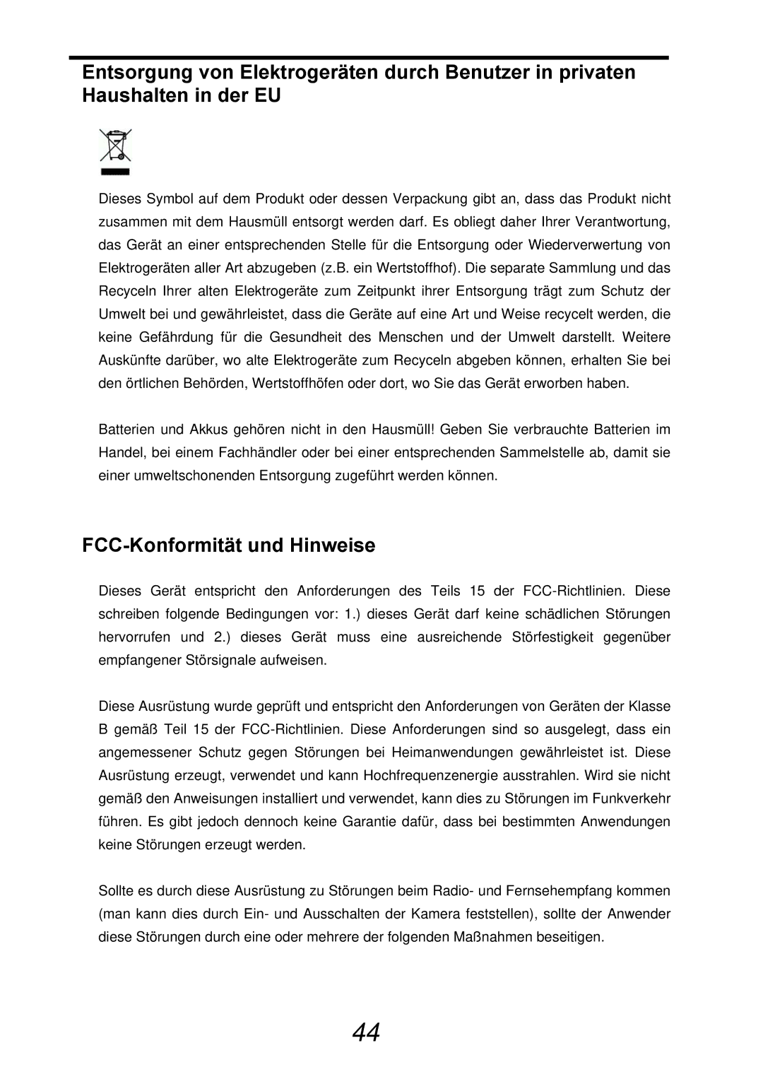 AGFA 500-X, 510-X user manual FCC-Konformität und Hinweise 