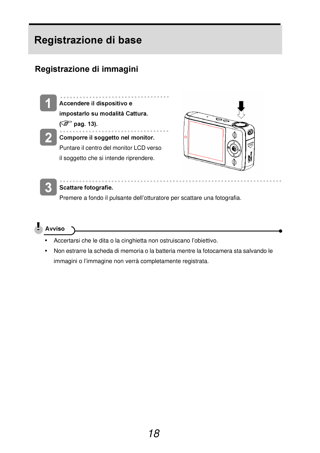 AGFA 500-X, 510-X manual Registrazione di base, Registrazione di immagini, Scattare fotografie 