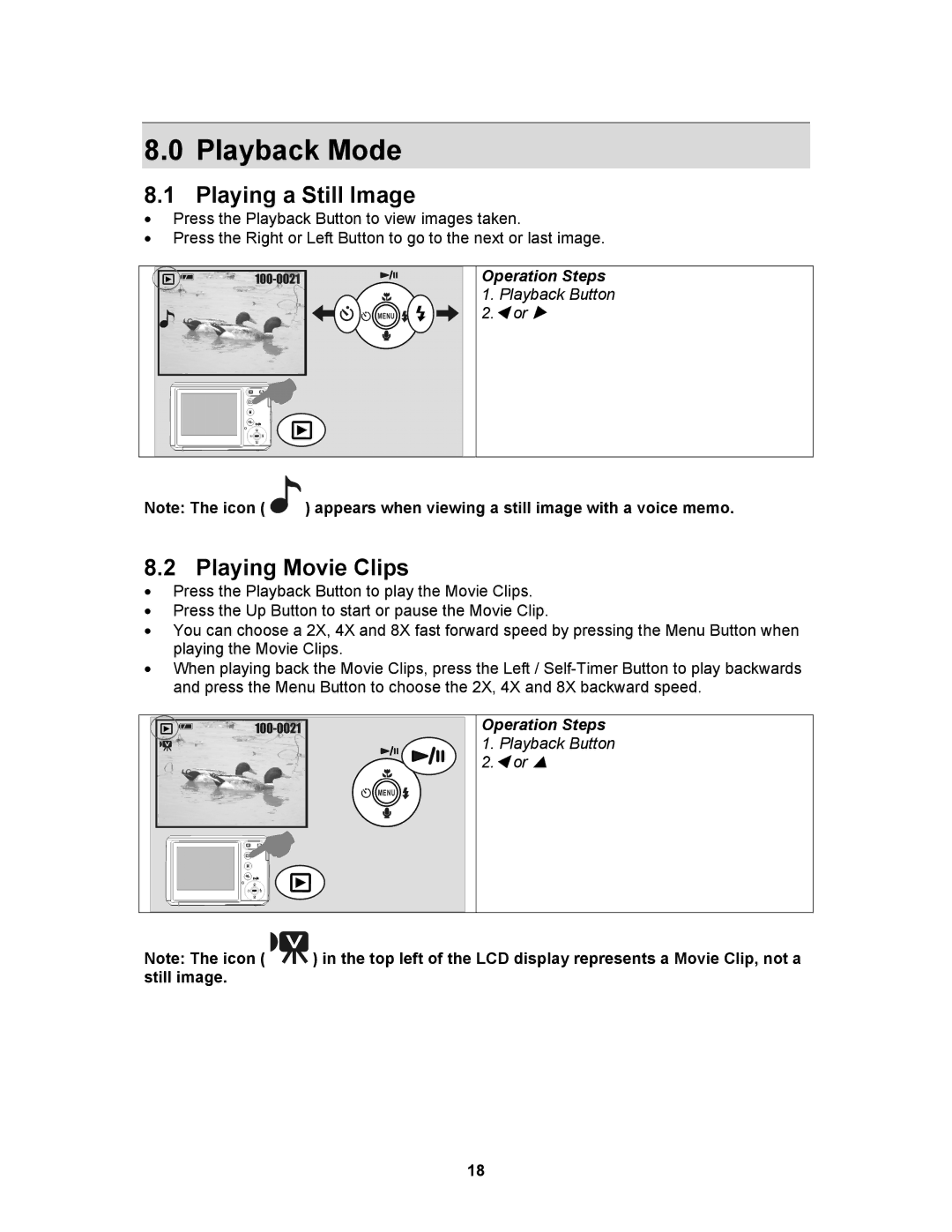 AGFA 530s user manual Playback Mode, Playing a Still Image, Playing Movie Clips 