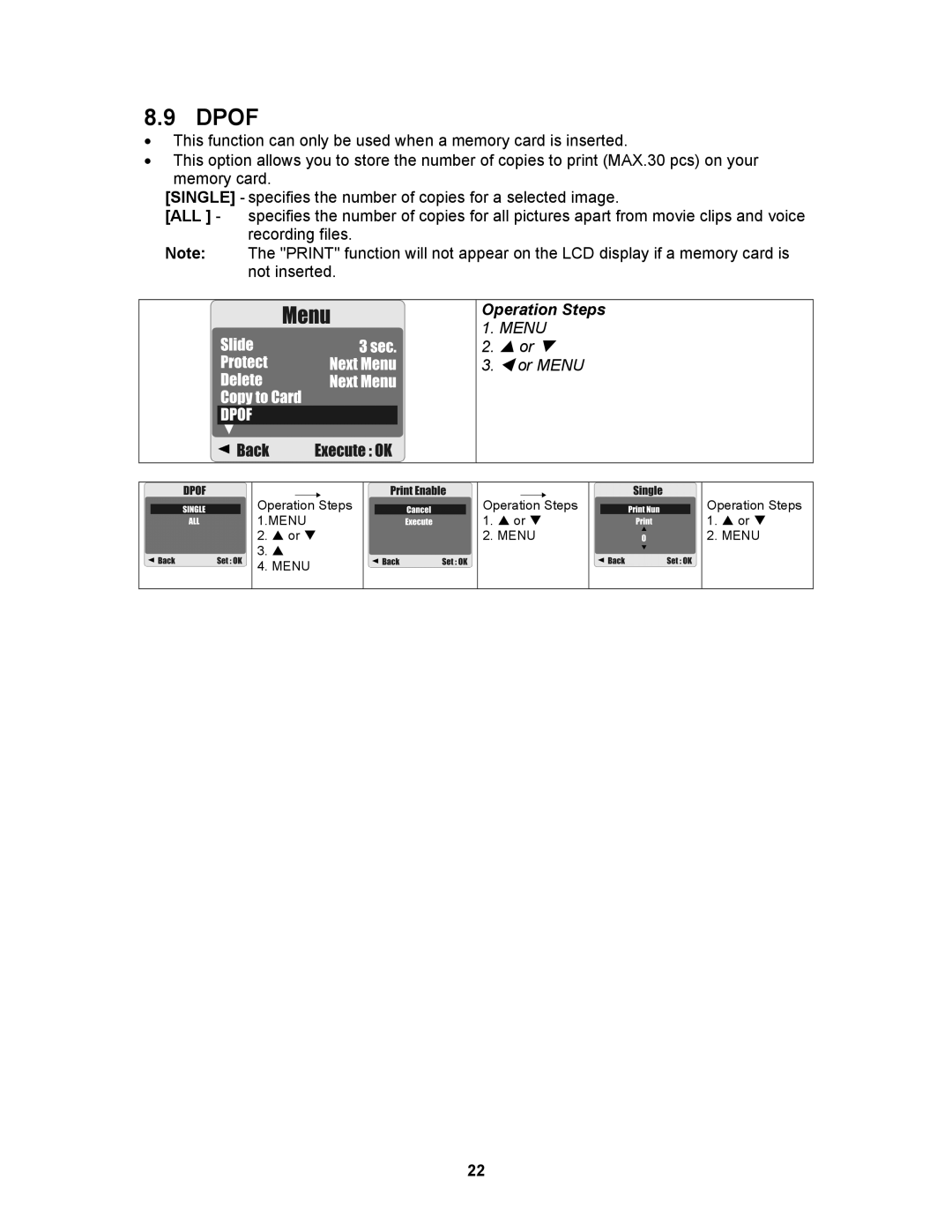 AGFA 530s user manual Dpof 