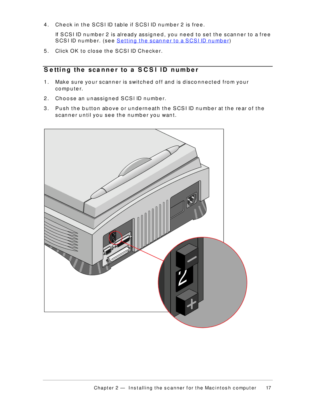 AGFA 300, 600 Tti n g th e s c a n n e r to a S C S I I D n u m b e r, Click O K t o clo se t h e S CS I ID Ch e cke r 