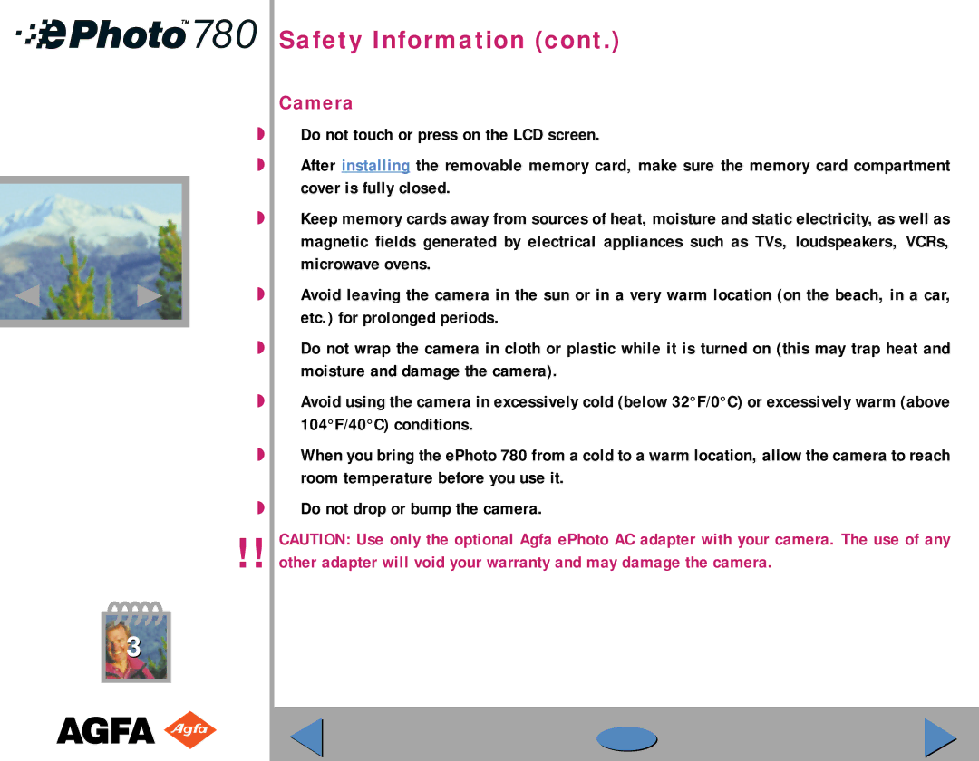 AGFA 780 quick start Camera 