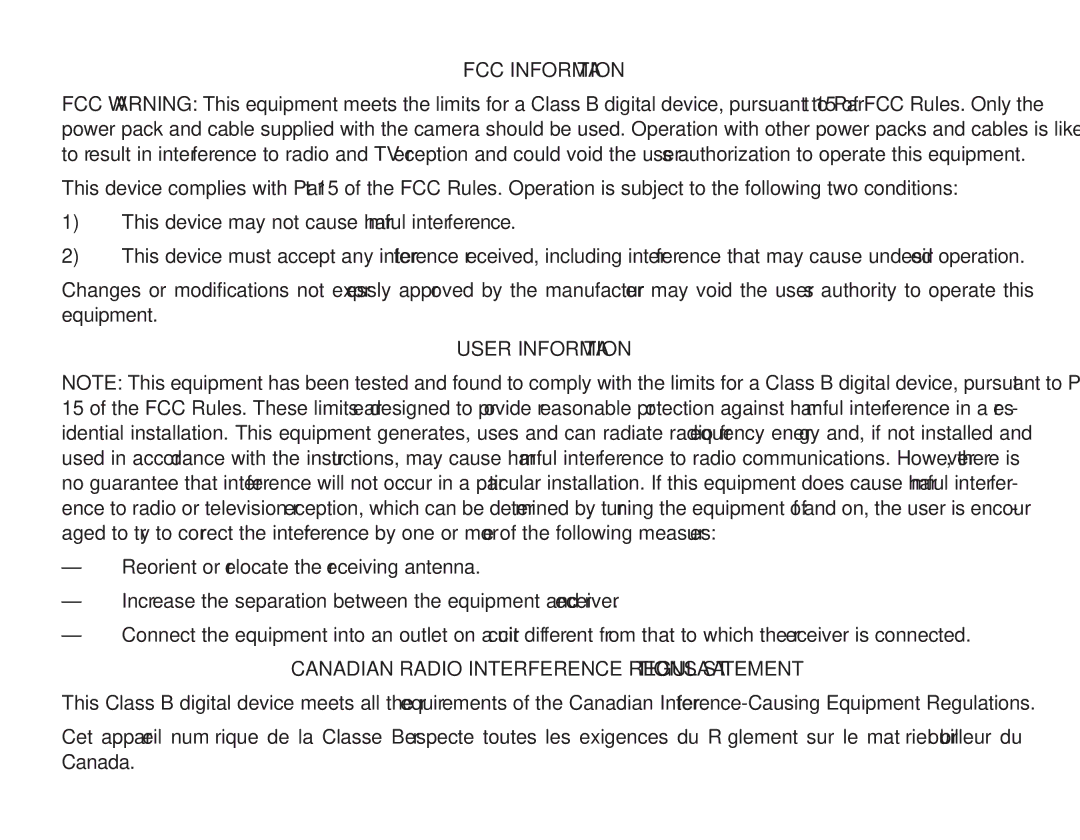 AGFA 780 quick start FCC Information 