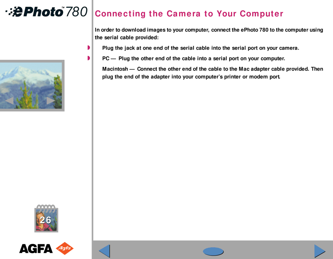 AGFA 780 quick start Connecting the Camera to Your Computer 