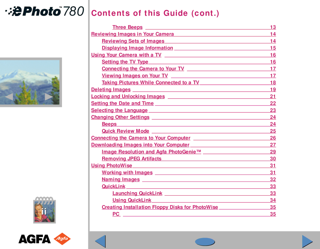 AGFA 780 quick start Reviewing Images in Your Camera, Removing Jpeg Artifacts 