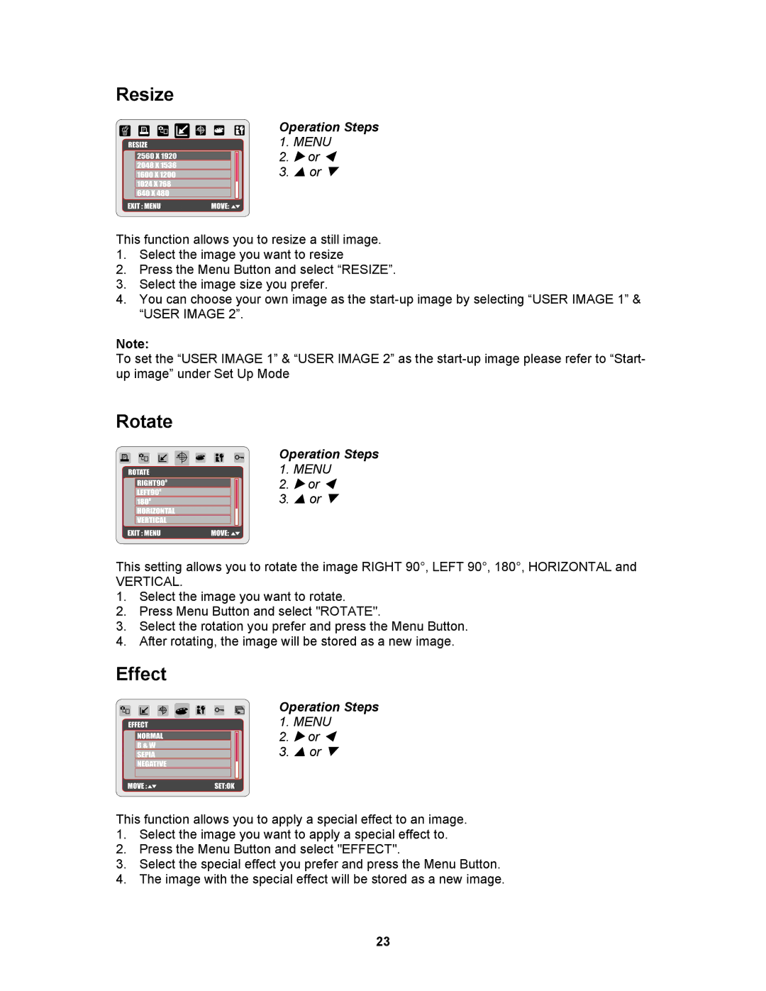 AGFA 830s user manual Resize, Rotate 