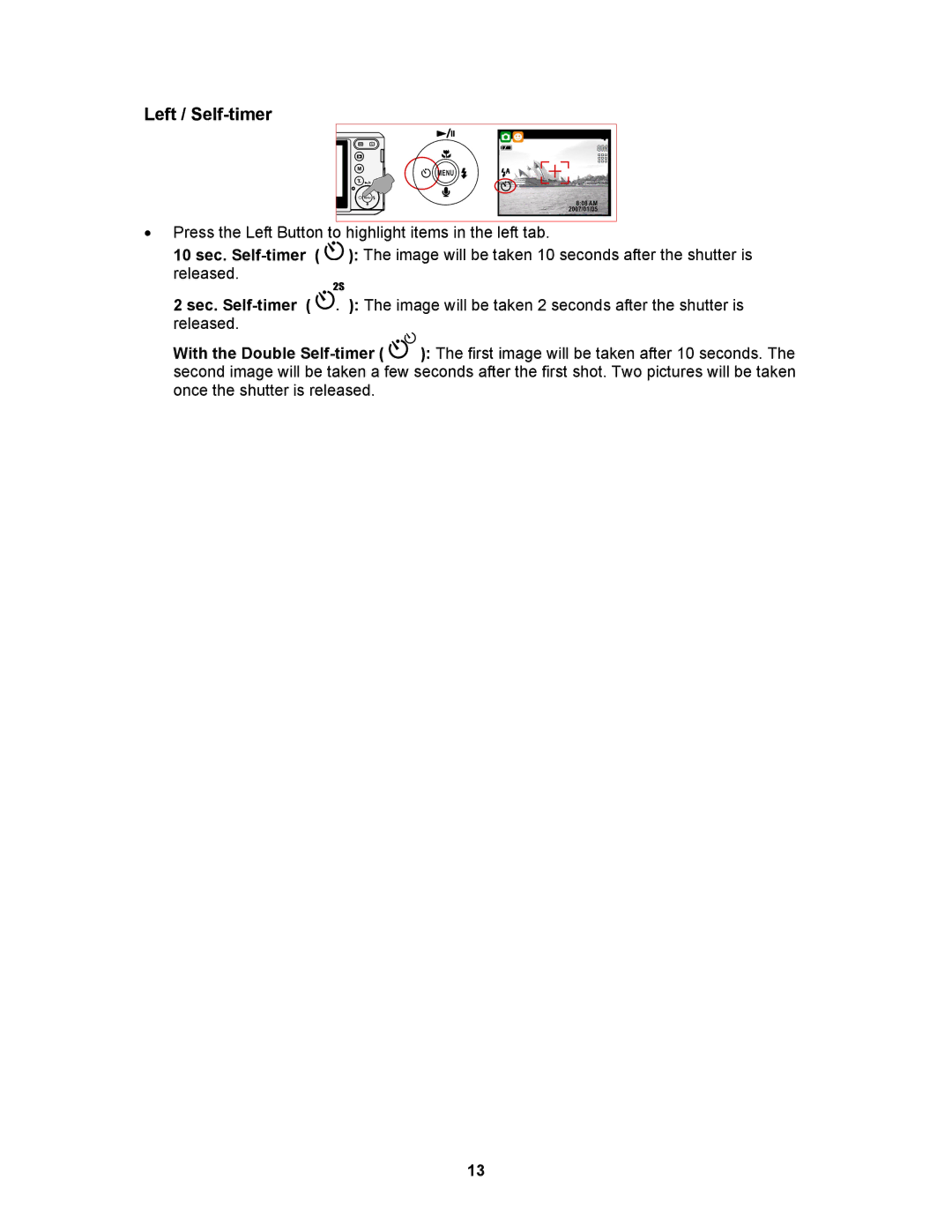 AGFA AP Sensor 830 operating instructions Left / Self-timer 