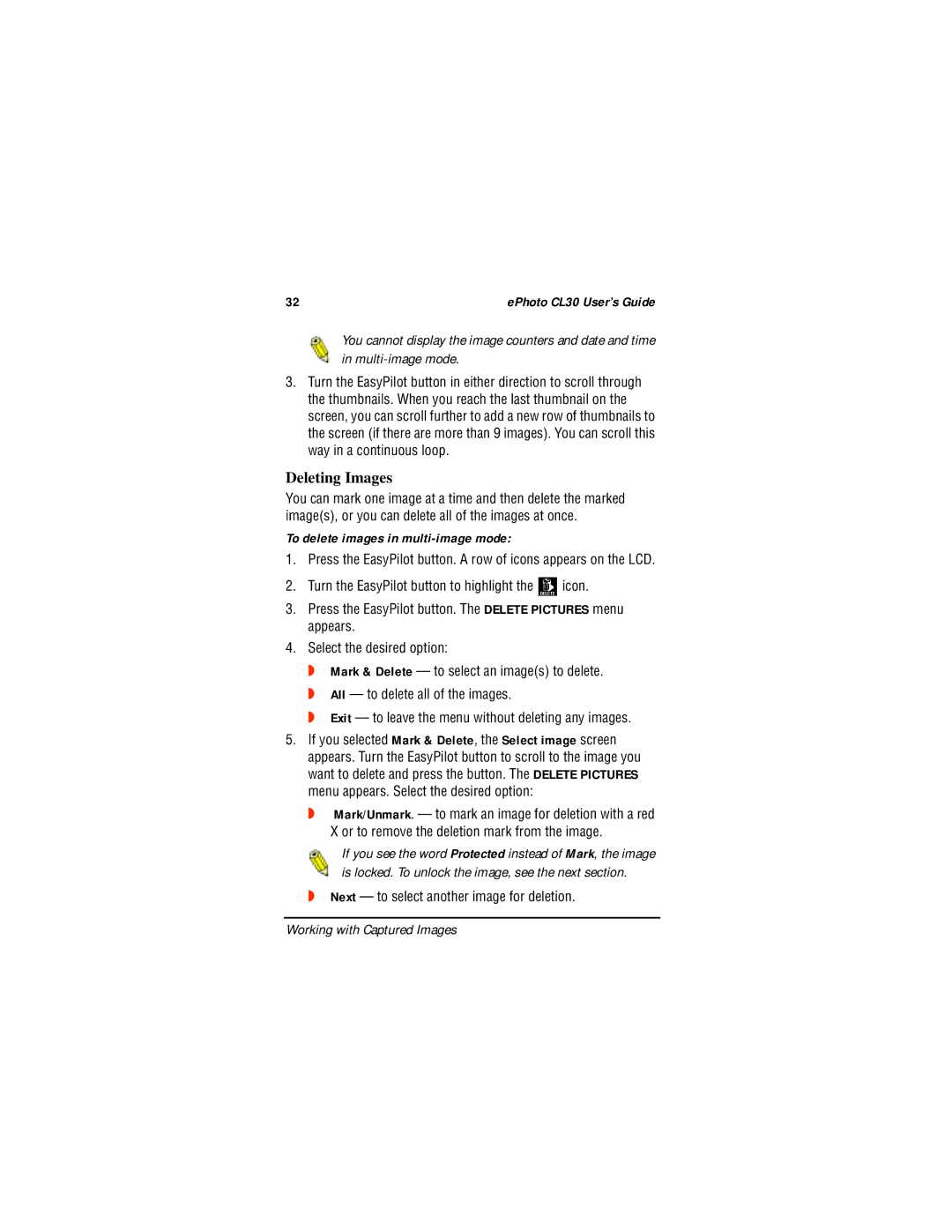 AGFA CL30 manual To delete images in multi-image mode, Next to select another image for deletion 