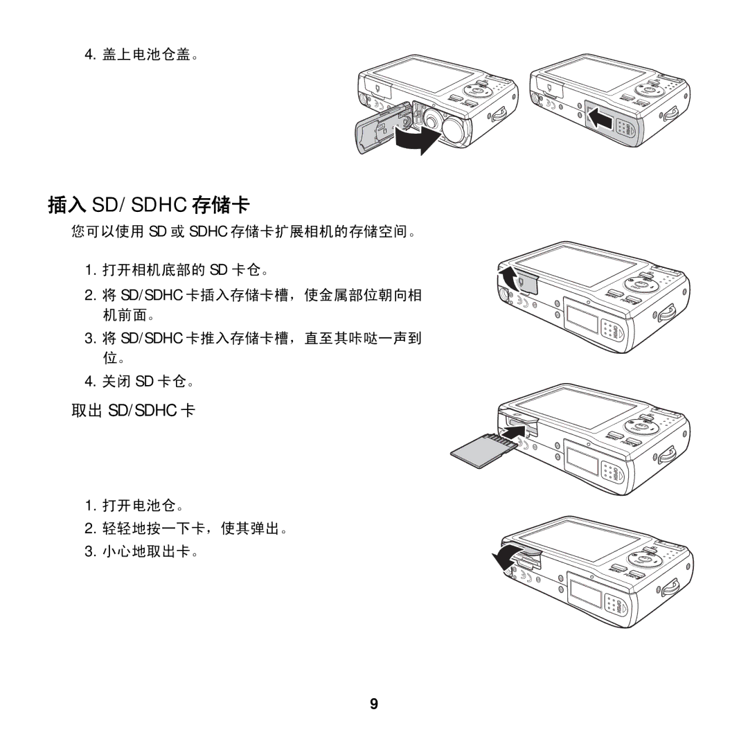 AGFA COMPACT 100 manual 插入 Sd/Sdhc 存储卡 