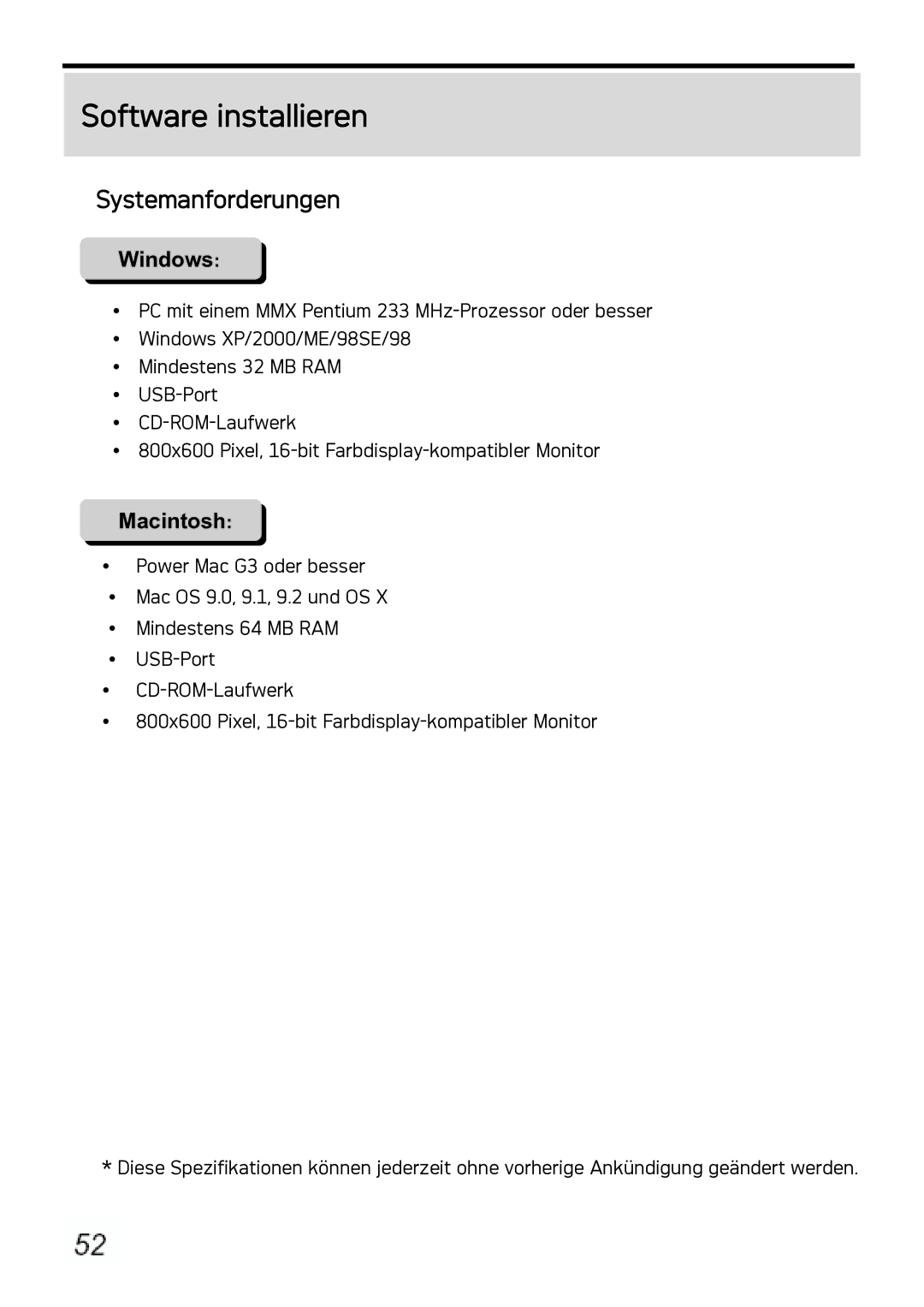 AGFA DC-1030I manual Software installieren, Systemanforderungen 