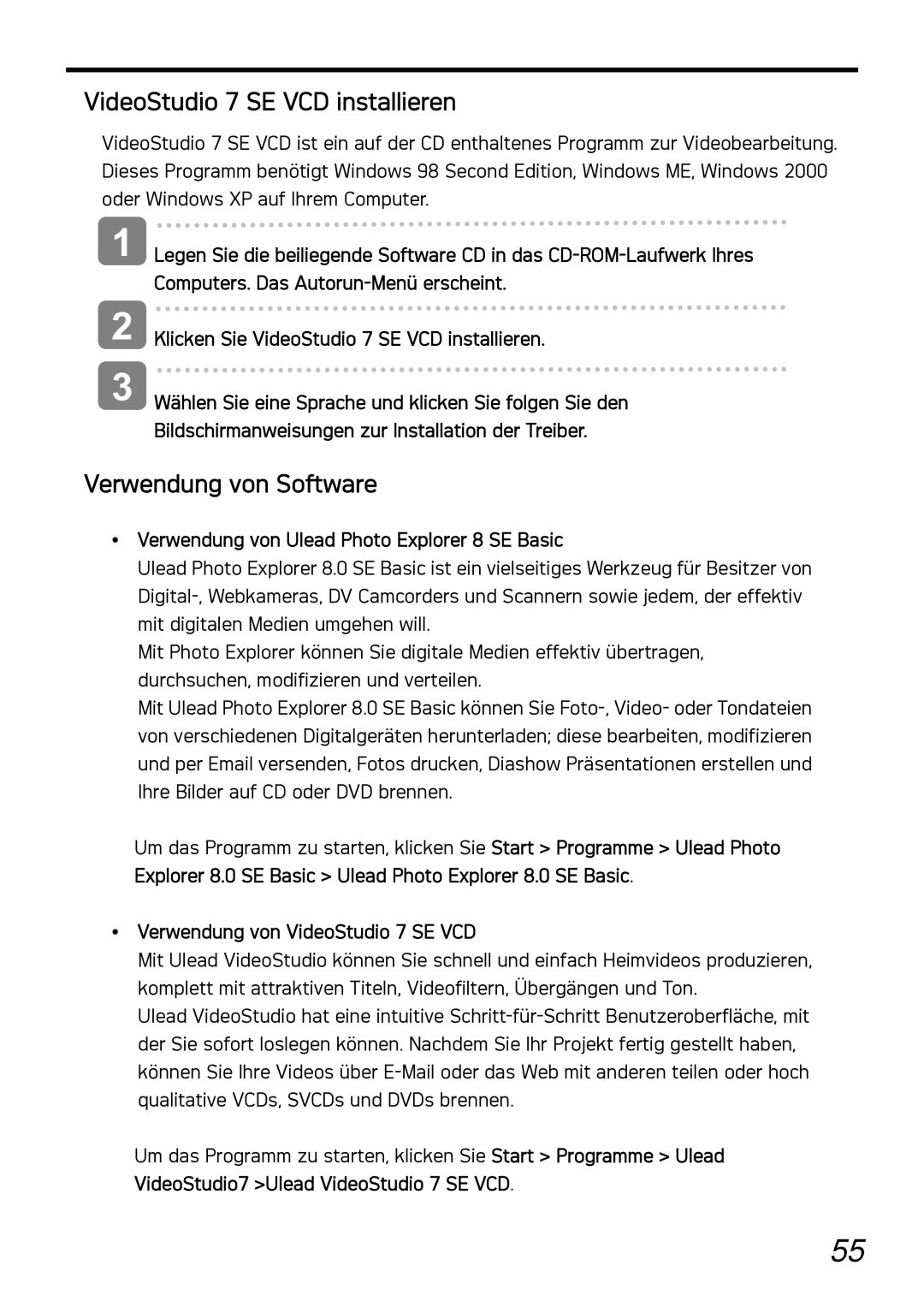 AGFA DC-1030I VideoStudio 7 SE VCD installieren, Verwendung von Software, Verwendung von Ulead Photo Explorer 8 SE Basic 