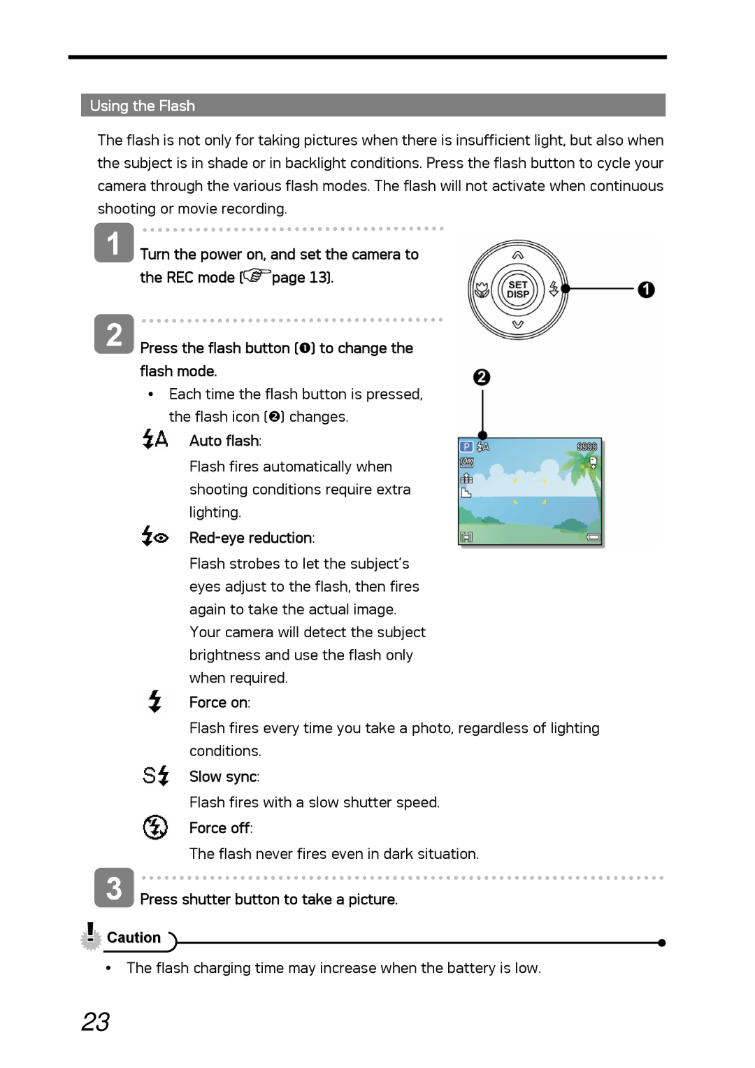 AGFA DC-1030I manual Using the Flash 