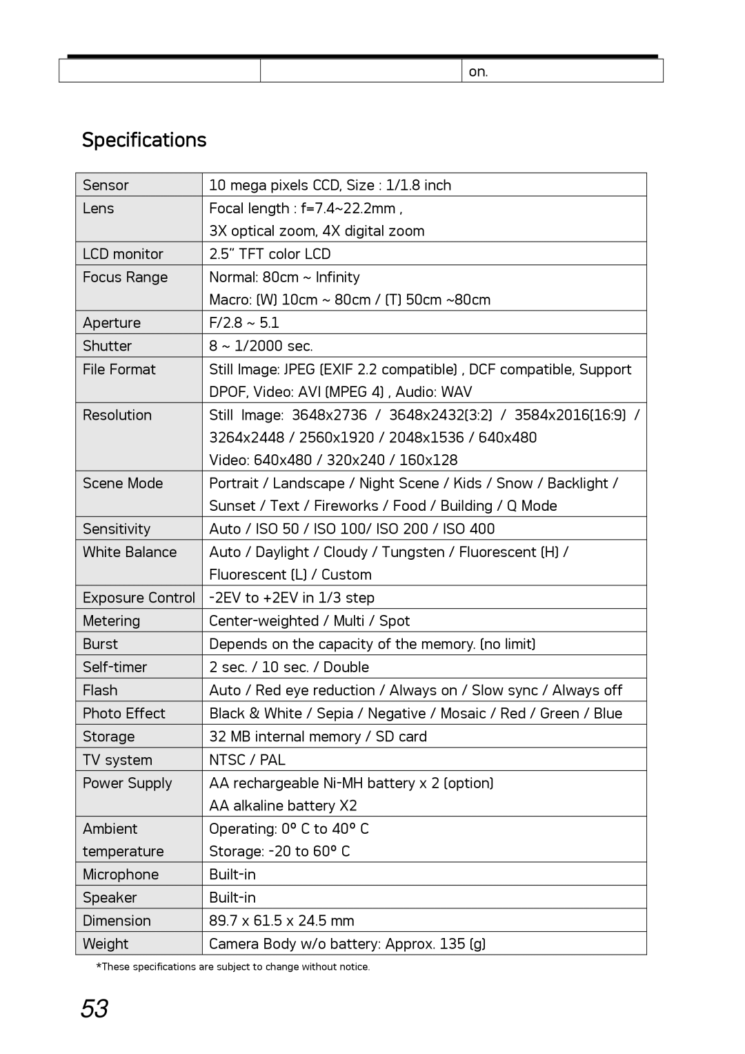 AGFA DC-1030I manual Specifications, Ntsc / PAL 