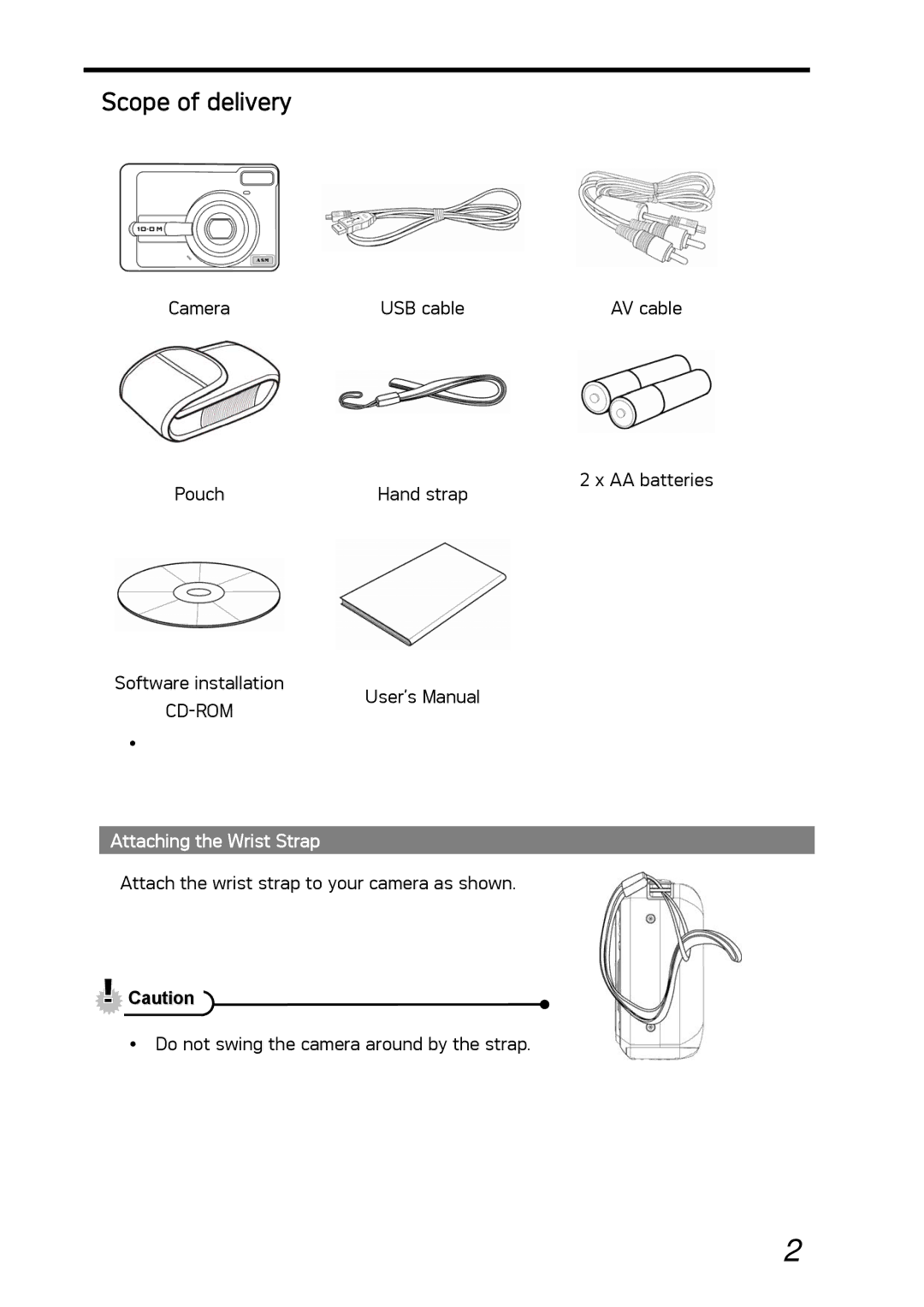 AGFA DC-1030I manual Scope of delivery, Attaching the Wrist Strap 