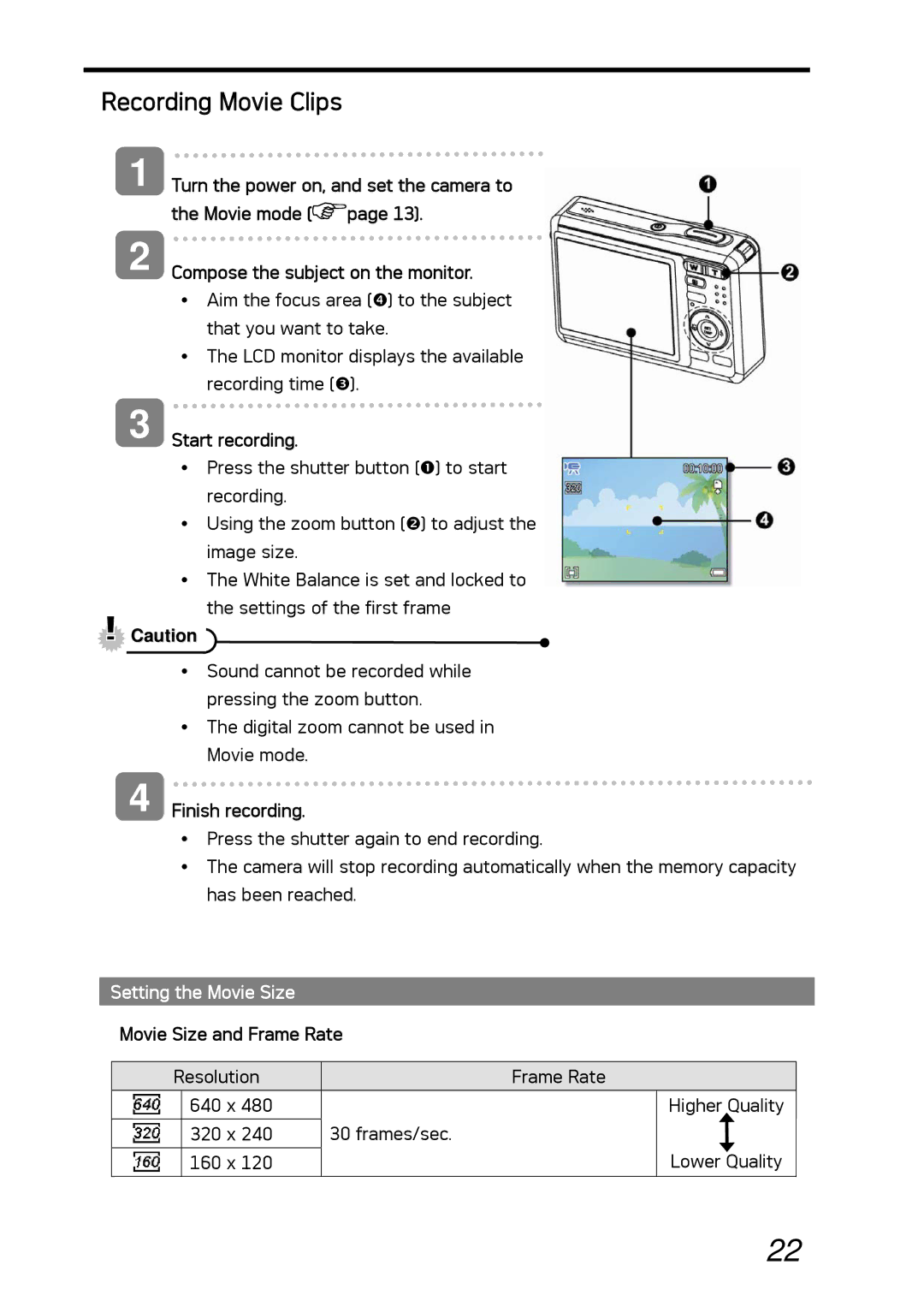 AGFA DC-530i user manual Recording Movie Clips, Setting the Movie Size 