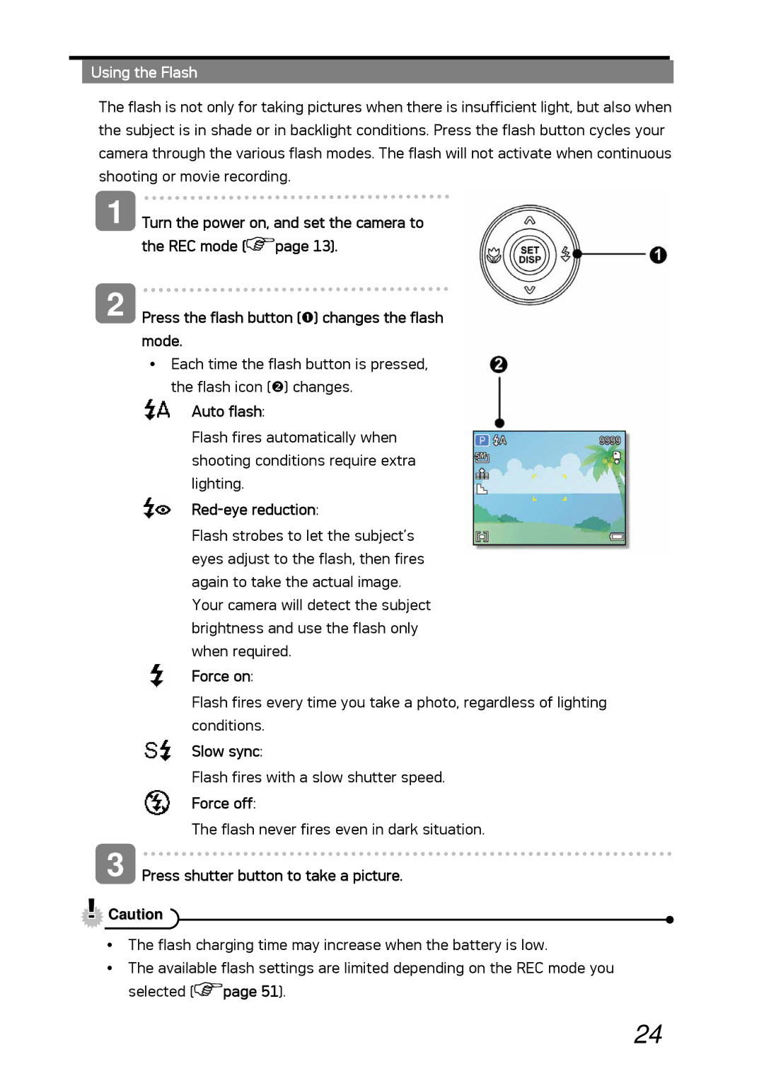 AGFA DC-530i user manual Using the Flash 