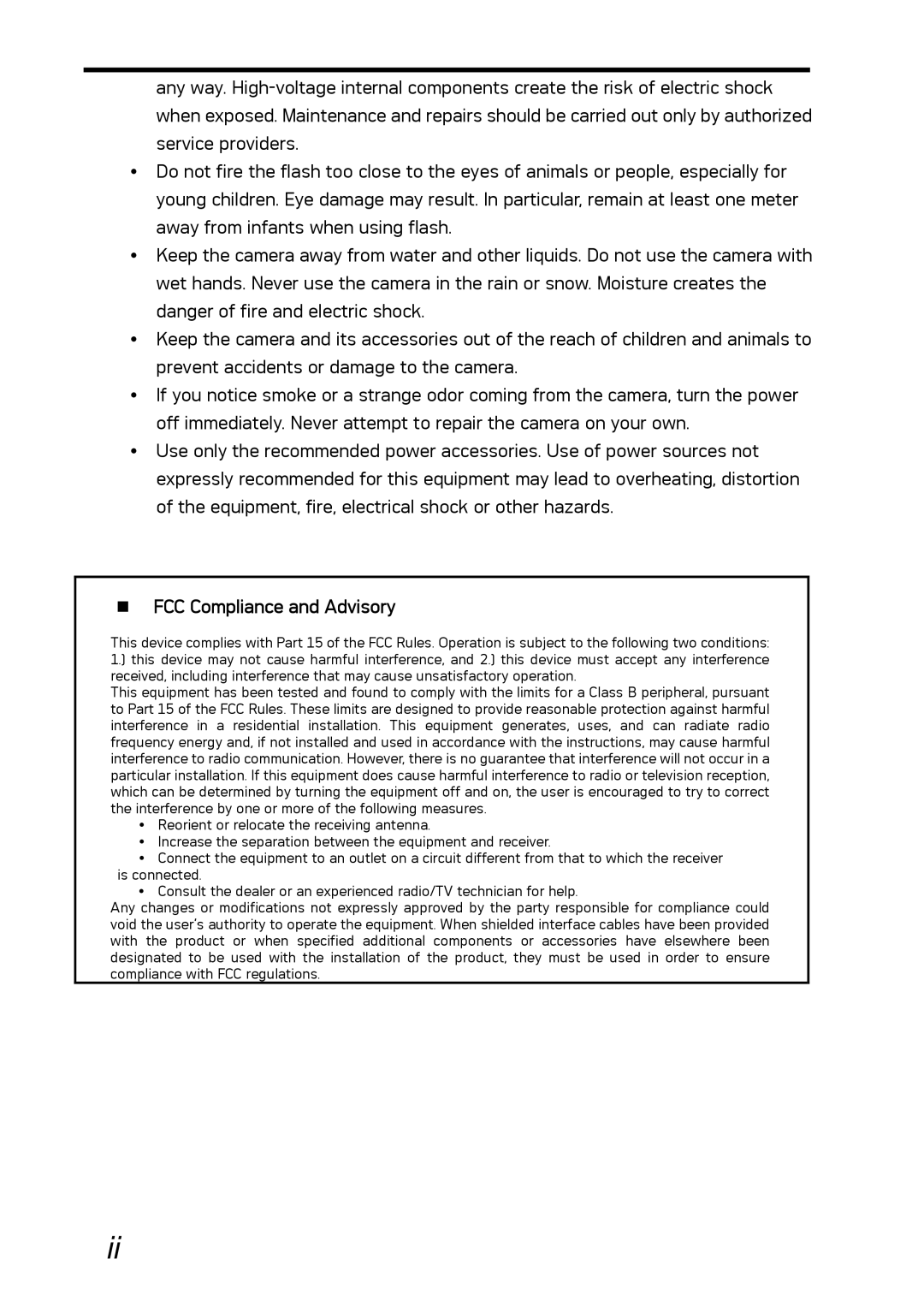 AGFA DC-530i user manual „ FCC Compliance and Advisory 