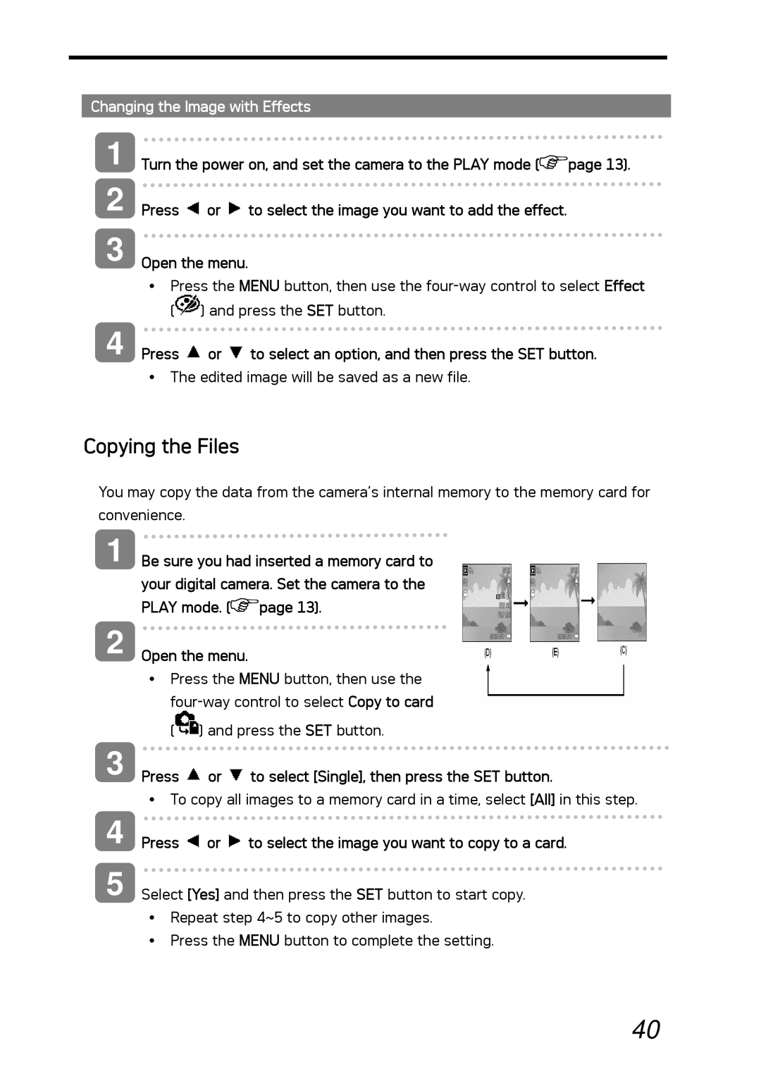 AGFA DC-530i user manual Copying the Files, Changing the Image with Effects 