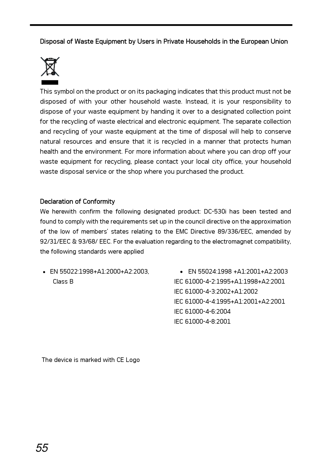 AGFA DC-530i user manual Declaration of Conformity 