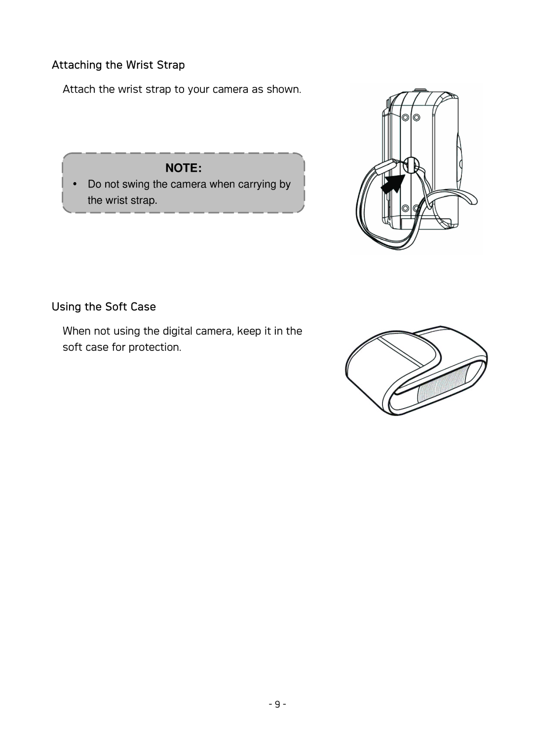 AGFA DC-533 user manual Attaching the Wrist Strap, Using the Soft Case 