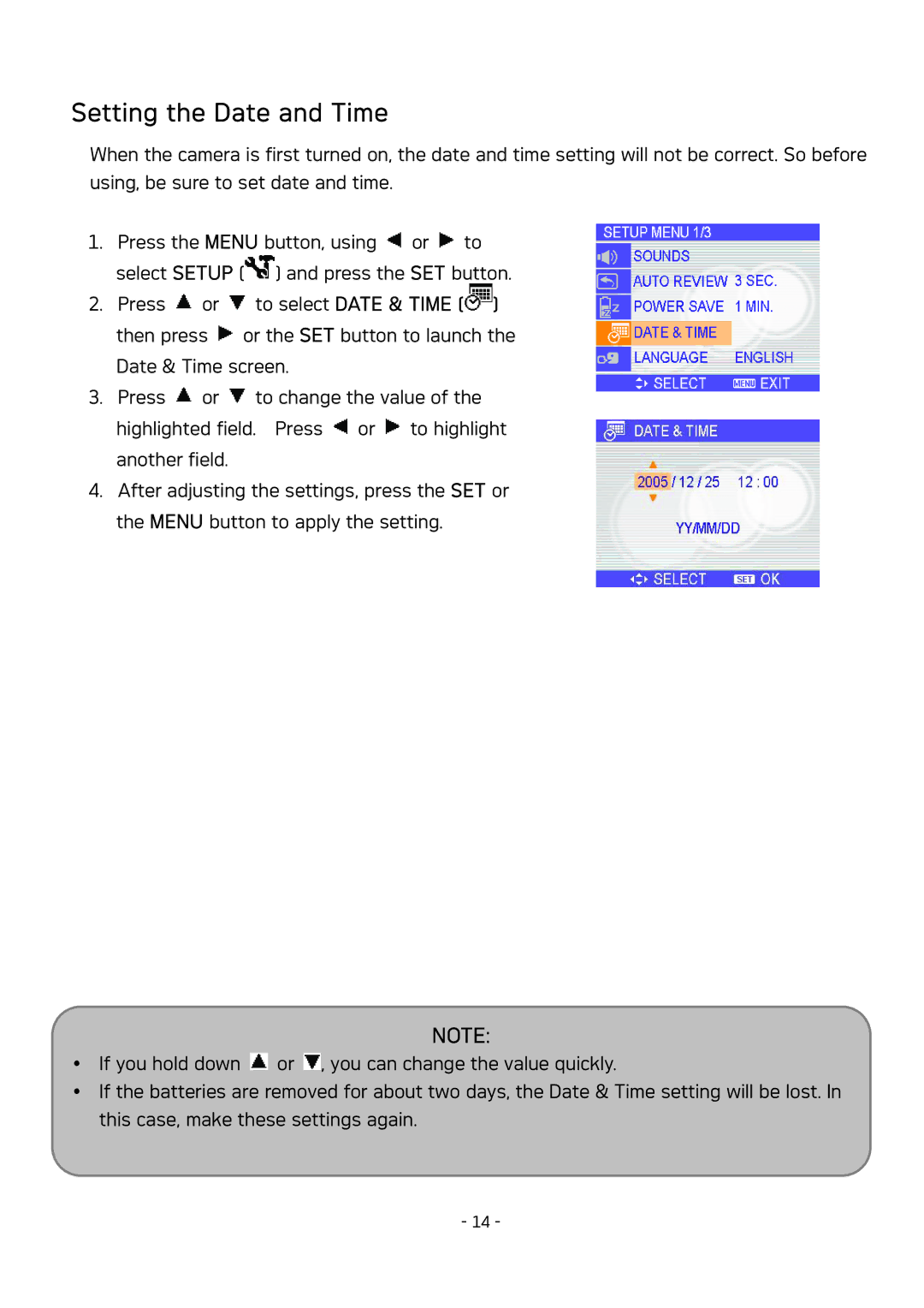 AGFA DC-533 user manual Setting the Date and Time 