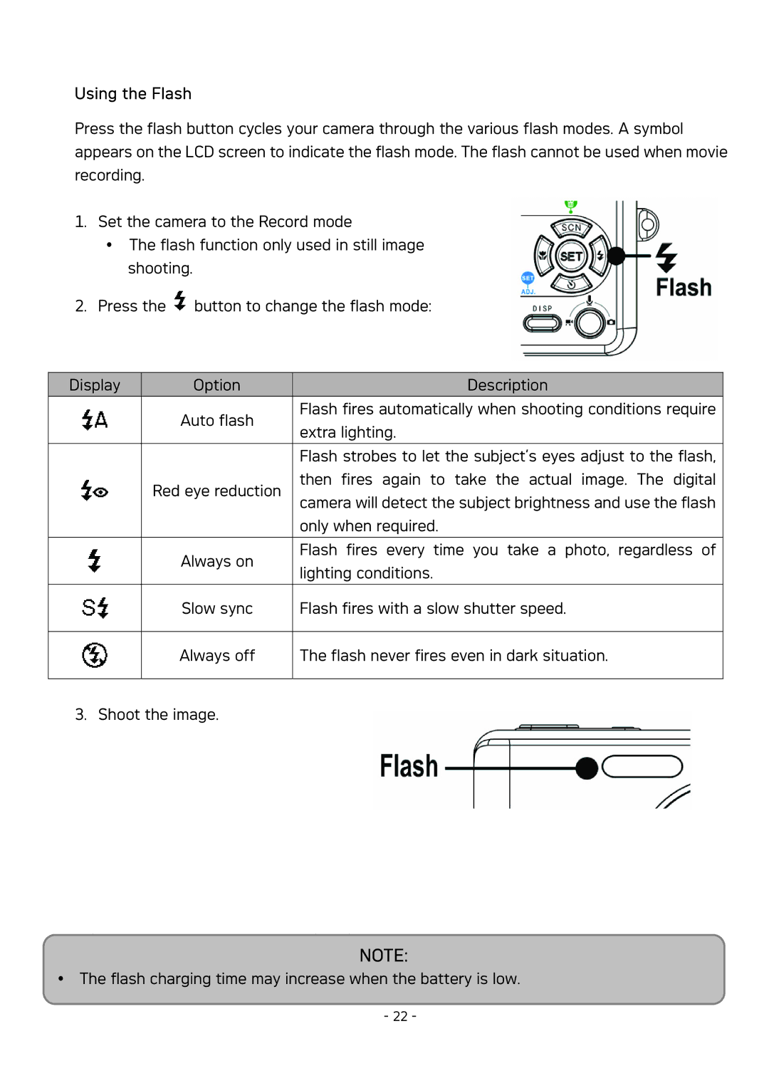 AGFA DC-533 user manual Using the Flash 