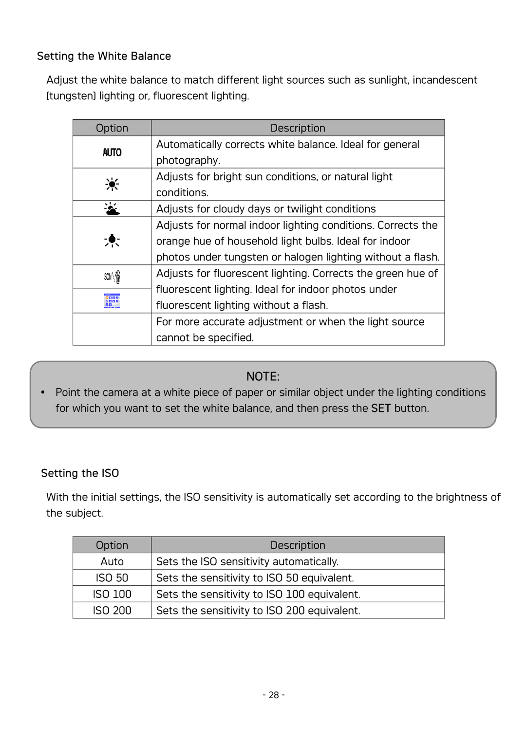 AGFA DC-533 user manual Setting the White Balance, Setting the ISO 