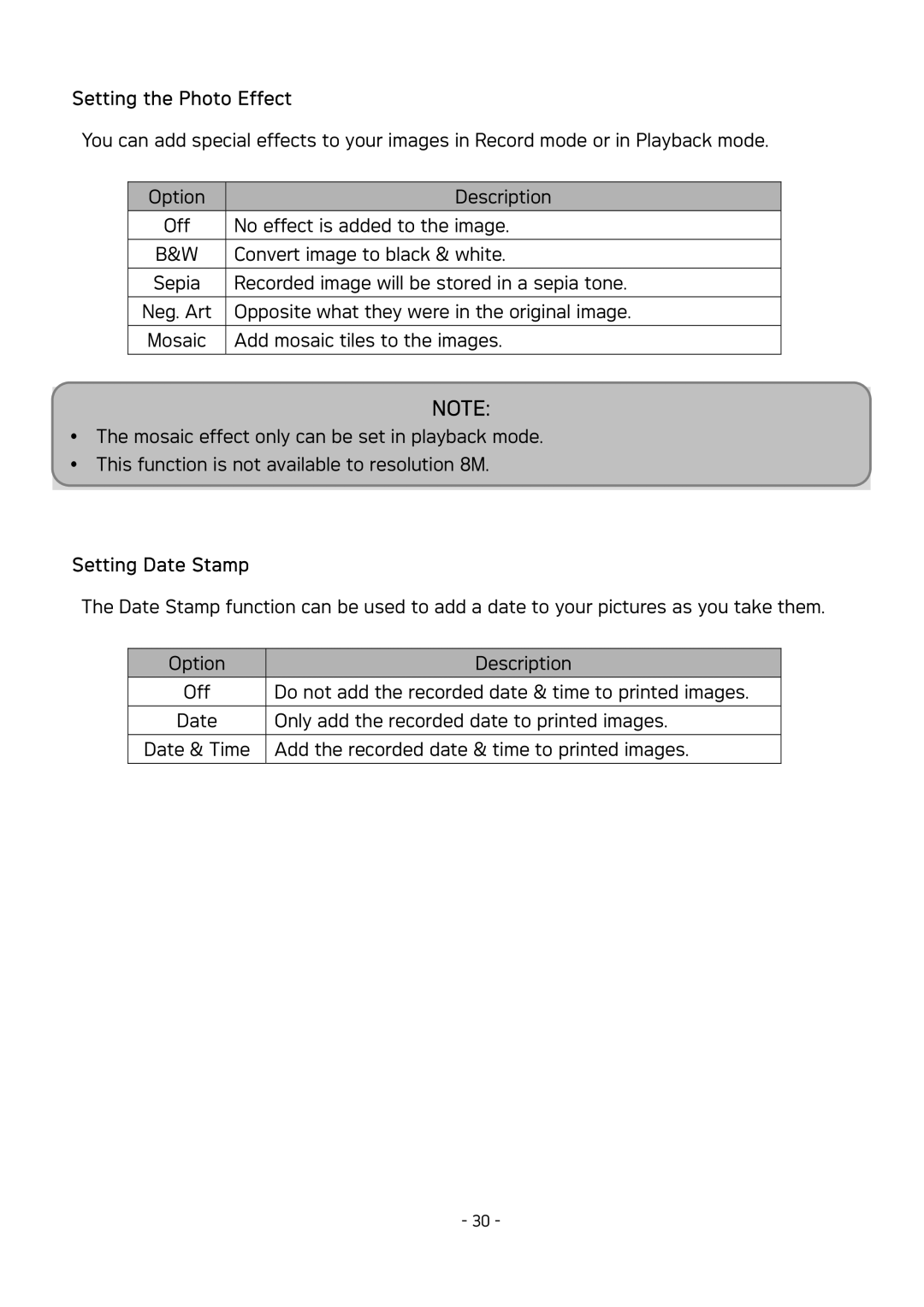 AGFA DC-533 user manual Setting the Photo Effect, Setting Date Stamp 