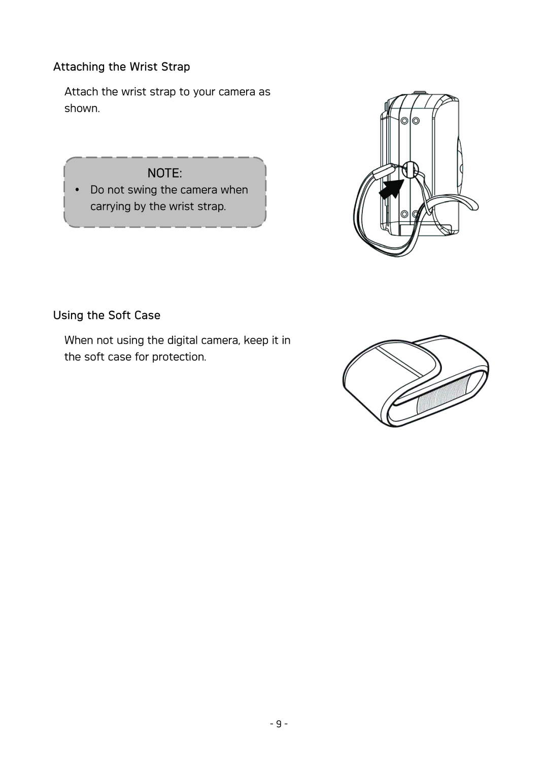 AGFA DC-630 user manual Attaching the Wrist Strap, Using the Soft Case 