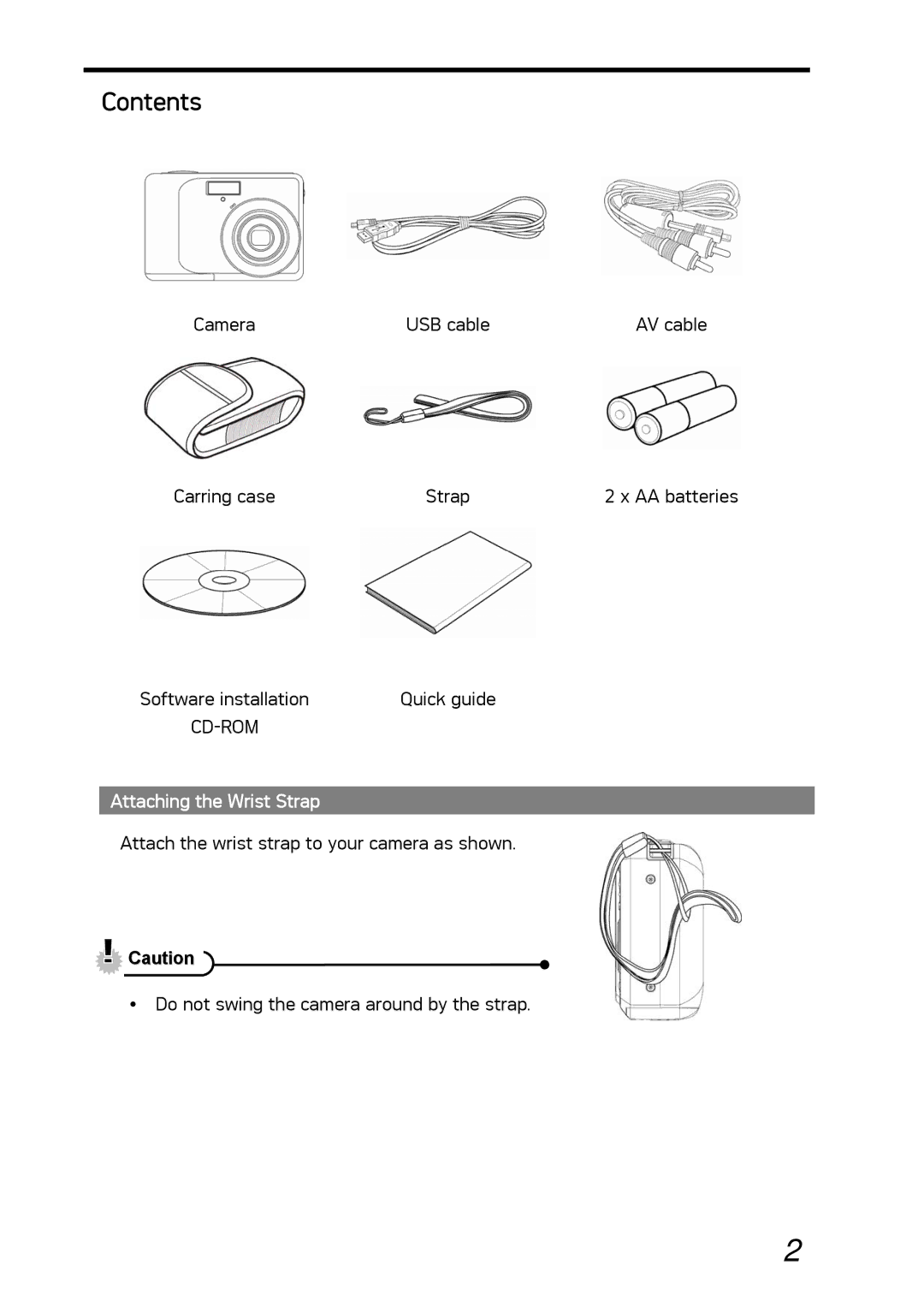 AGFA DC-630i manual Contents, Attaching the Wrist Strap 