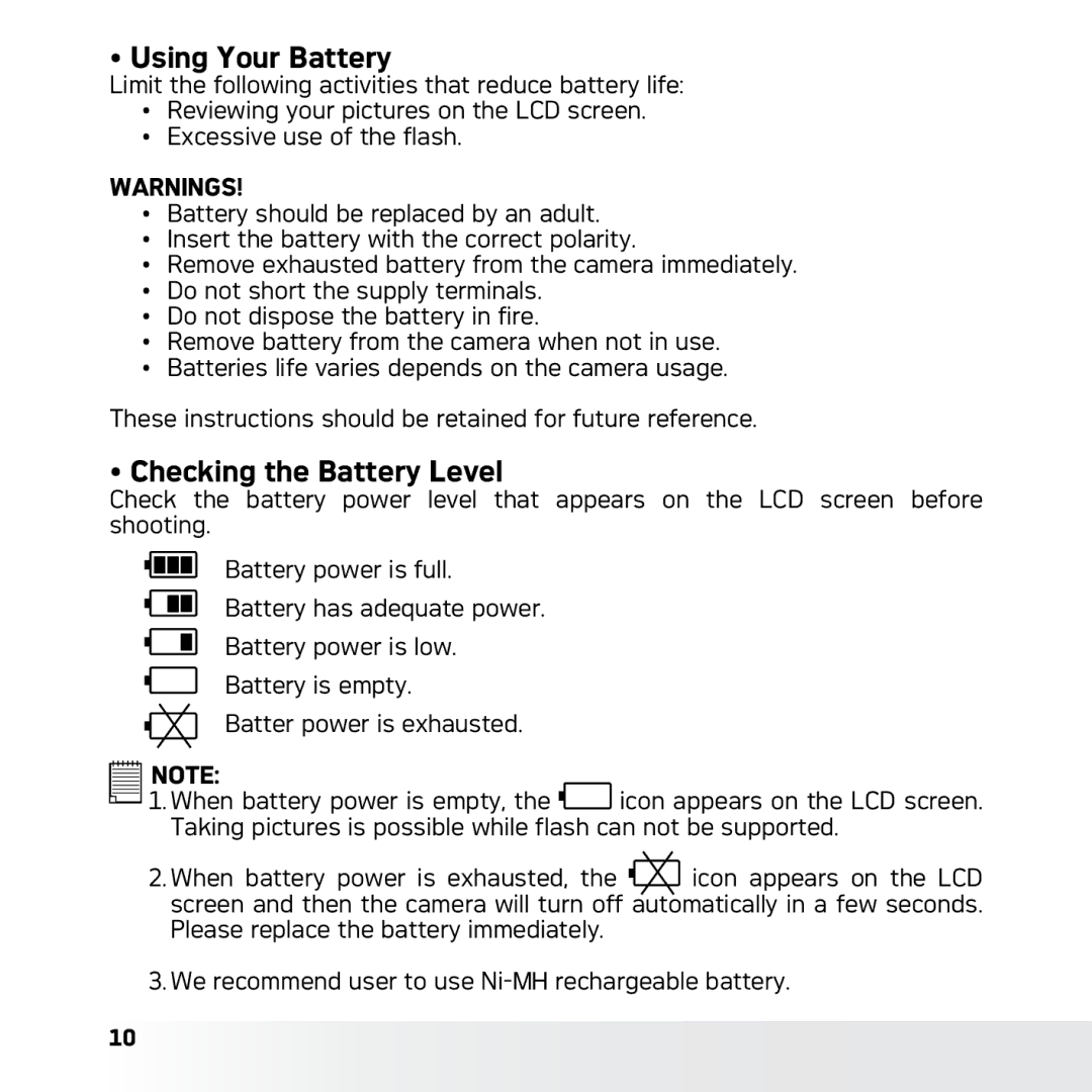 AGFA DC-630x user manual Using Your Battery, Checking the Battery Level 