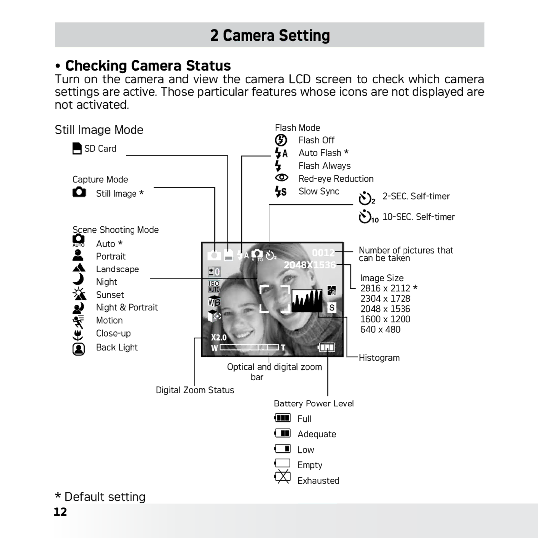 AGFA DC-630x user manual Camera Setting, Checking Camera Status 