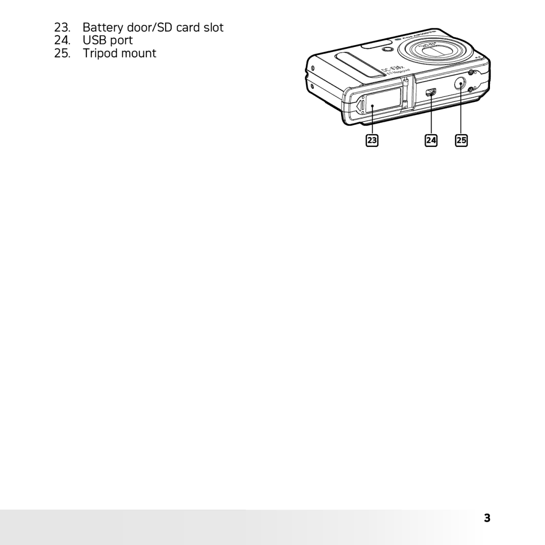 AGFA DC-630x user manual Battery door/SD card slot USB port Tripod mount 