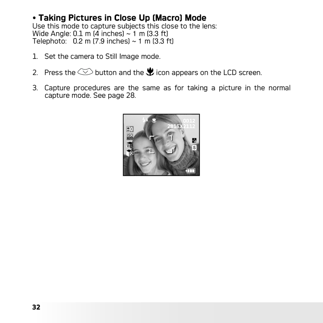 AGFA DC-630x user manual Taking Pictures in Close Up Macro Mode 