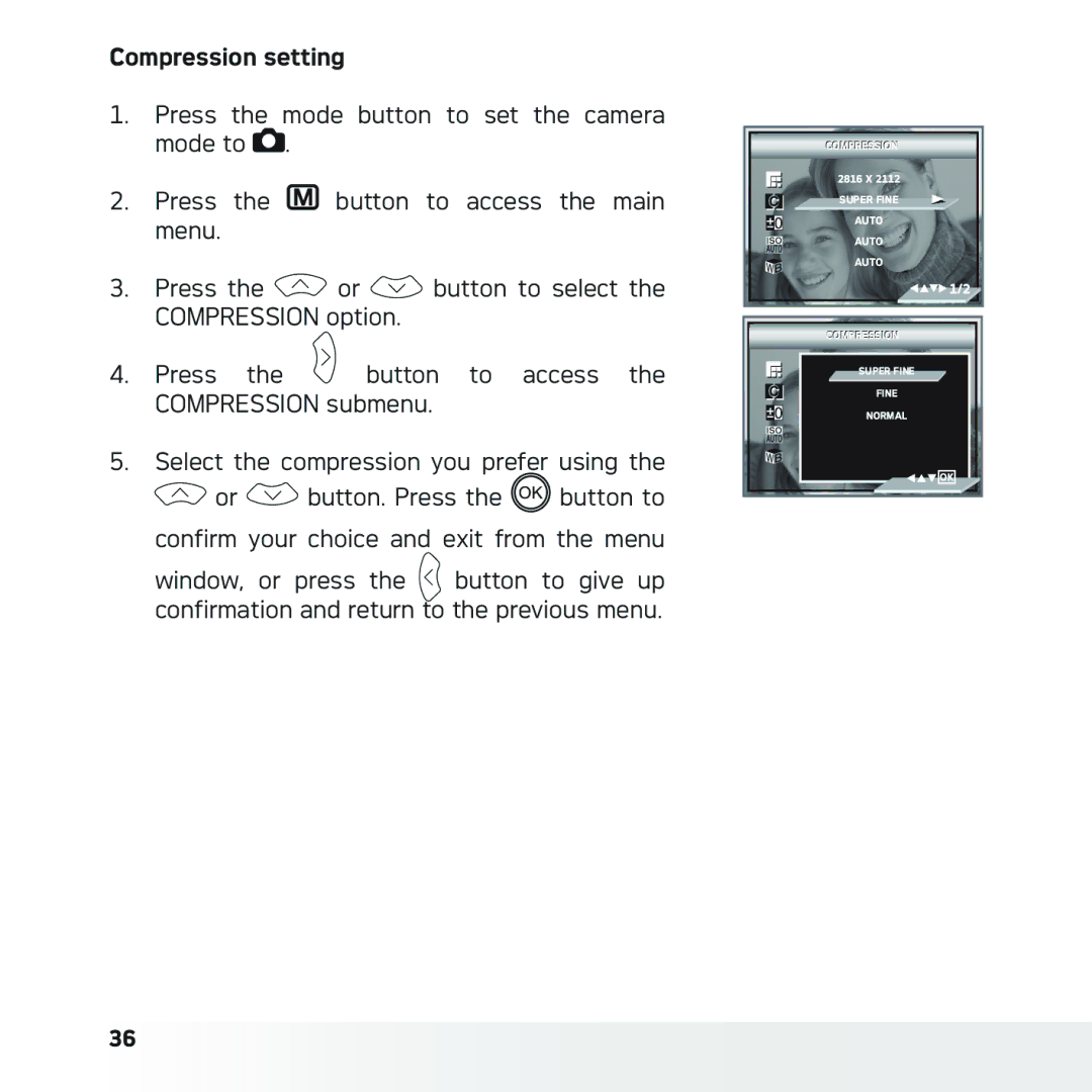 AGFA DC-630x user manual Compression setting 